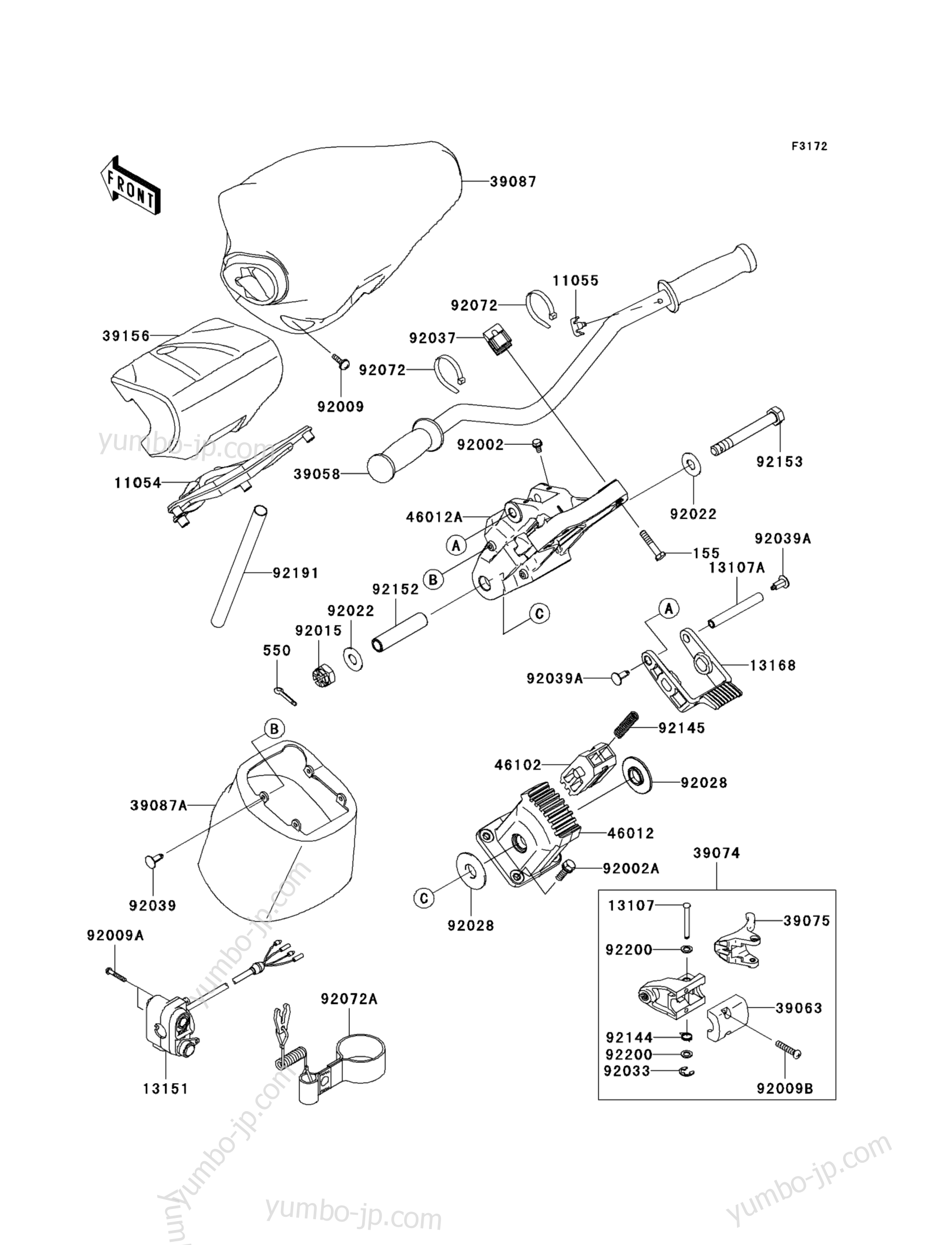 Румпель (рукоятка управления) для гидроциклов KAWASAKI JET SKI ULTRA LX (JT1500C8F) 2008 г.