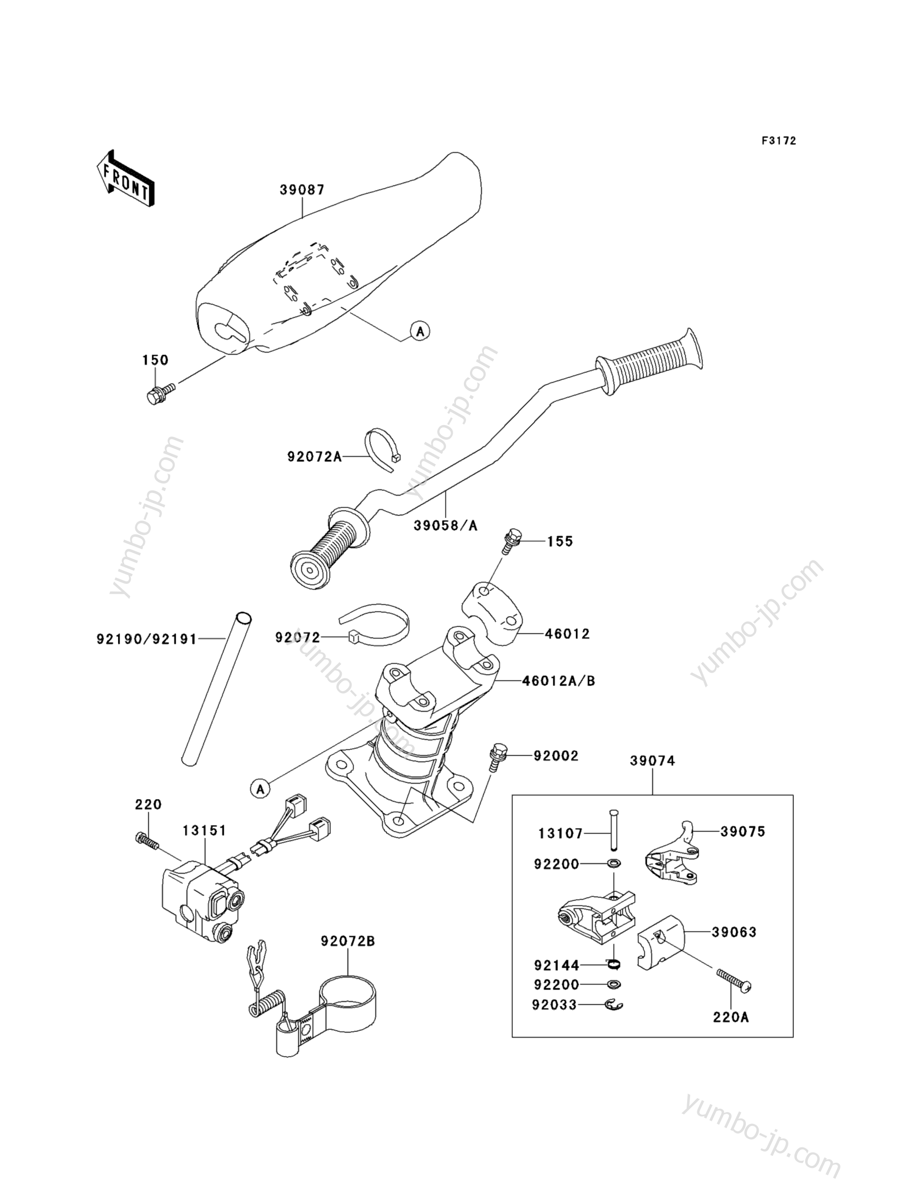 Румпель (рукоятка управления) для гидроциклов KAWASAKI JET SKI 750 ZX (JH750-C2) 1996 г.