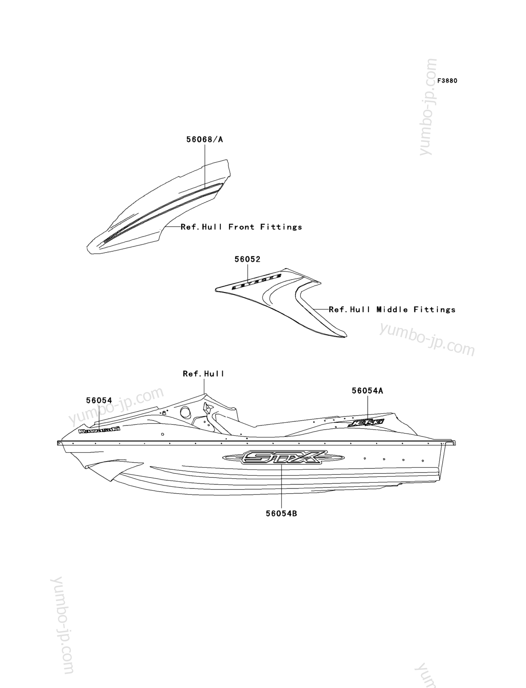 Decals(D9F) for watercrafts KAWASAKI JET SKI STX (JT1500D9F) 2009 year