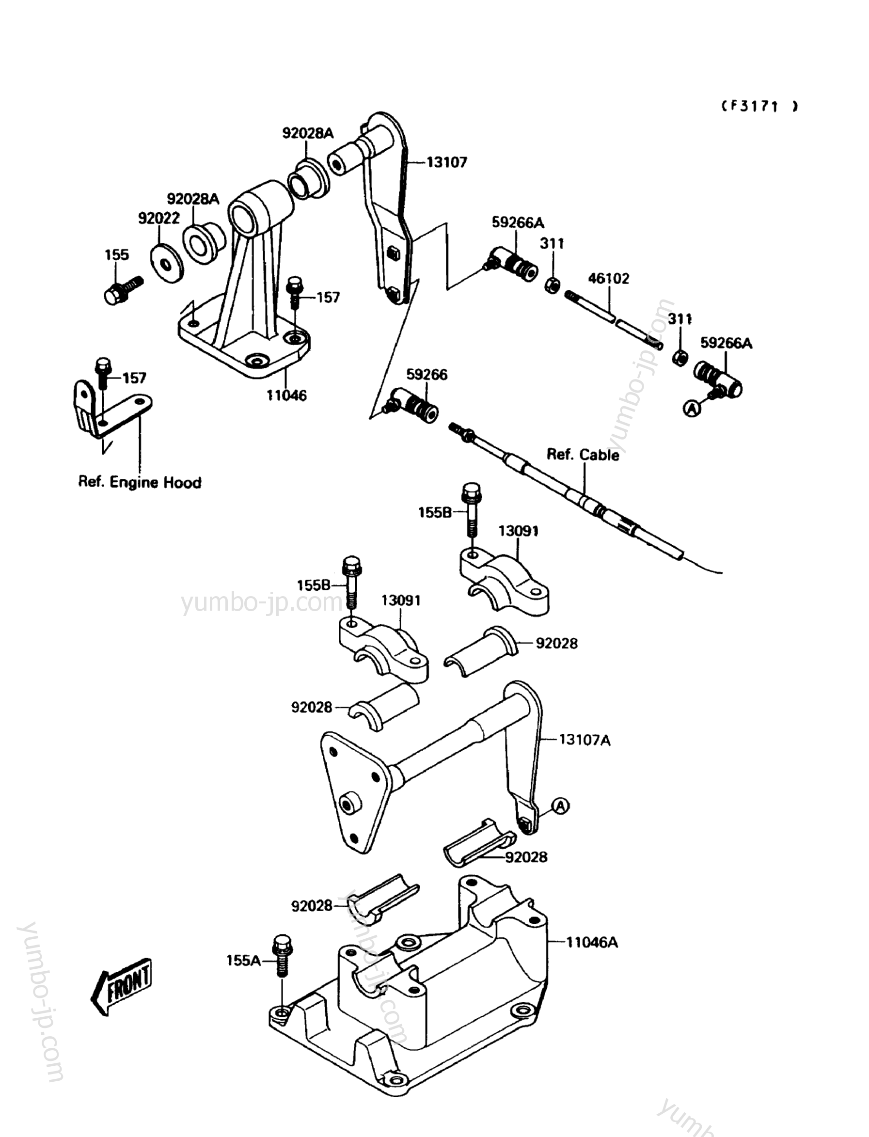 Handle Pole(Steering) для гидроциклов KAWASAKI JET MATE (JB650-A3) 1991 г.