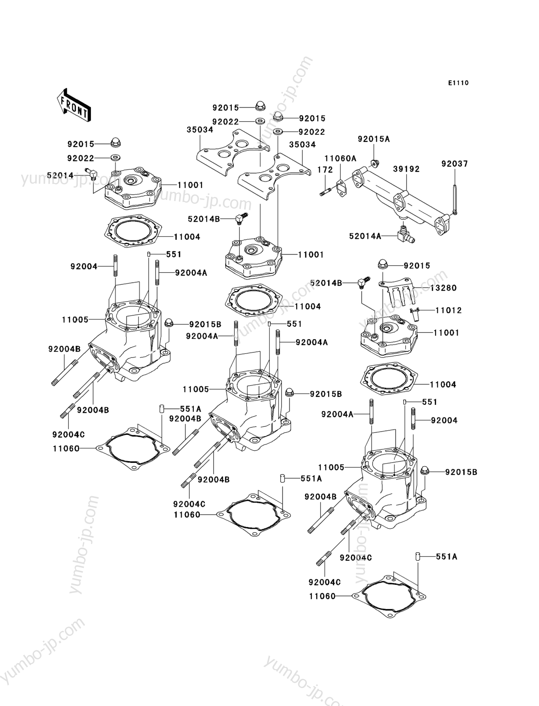 CYLINDER HEAD/CYLINDER для гидроциклов KAWASAKI JET SKI 1200 STX-R (JT1200-C2) 2005 г.