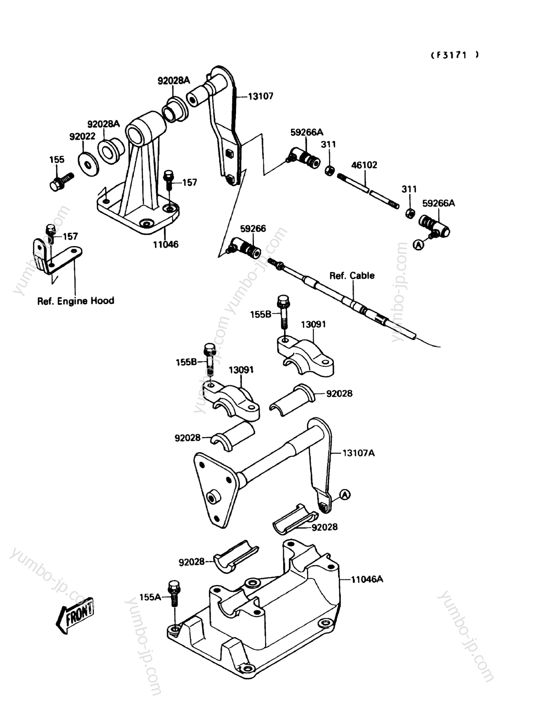 Handle Pole(Steering) для гидроциклов KAWASAKI JET MATE (JB650-A2) 1990 г.