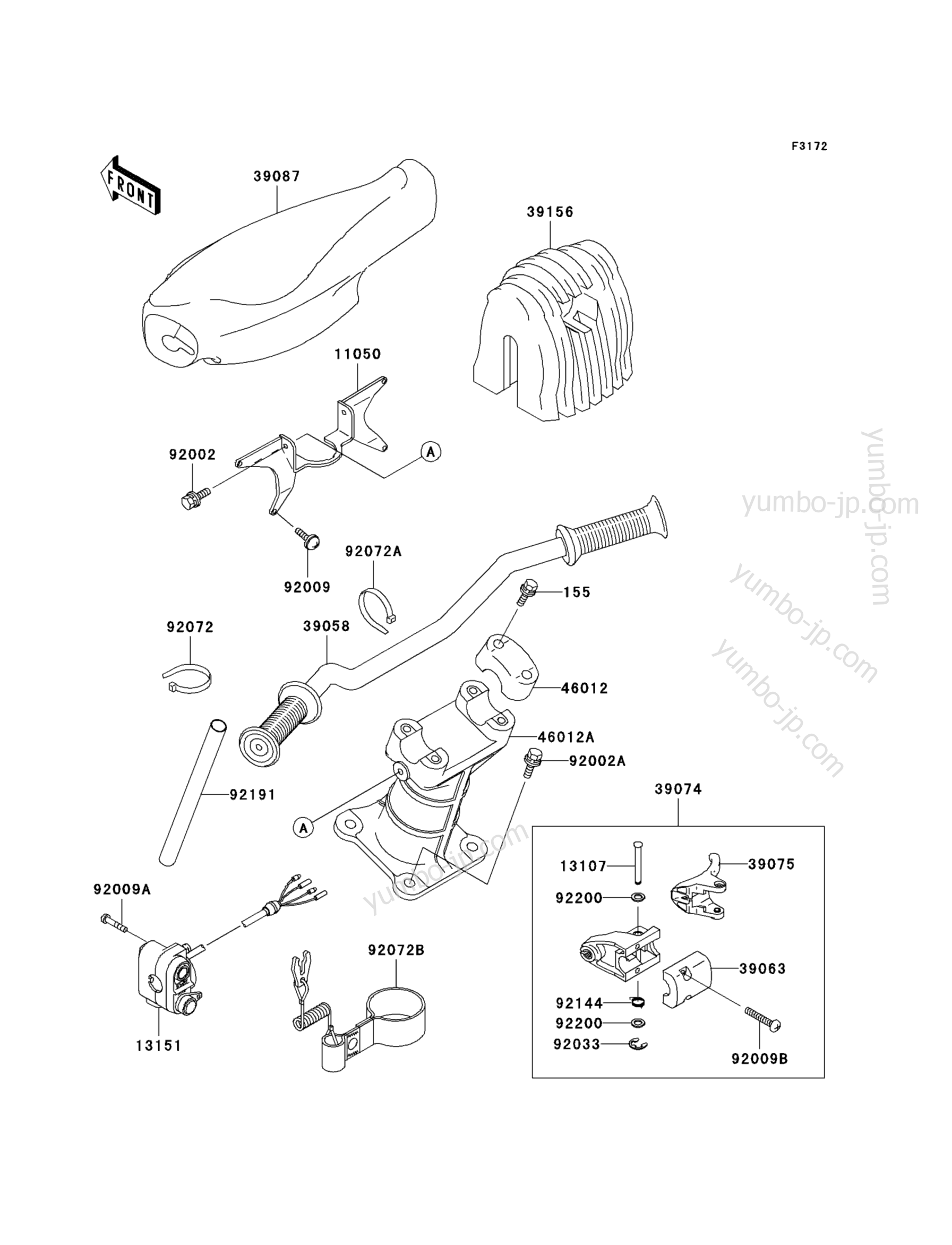 Румпель (рукоятка управления) для гидроциклов KAWASAKI JET SKI 900 STS (JT900-B4) 2002 г.