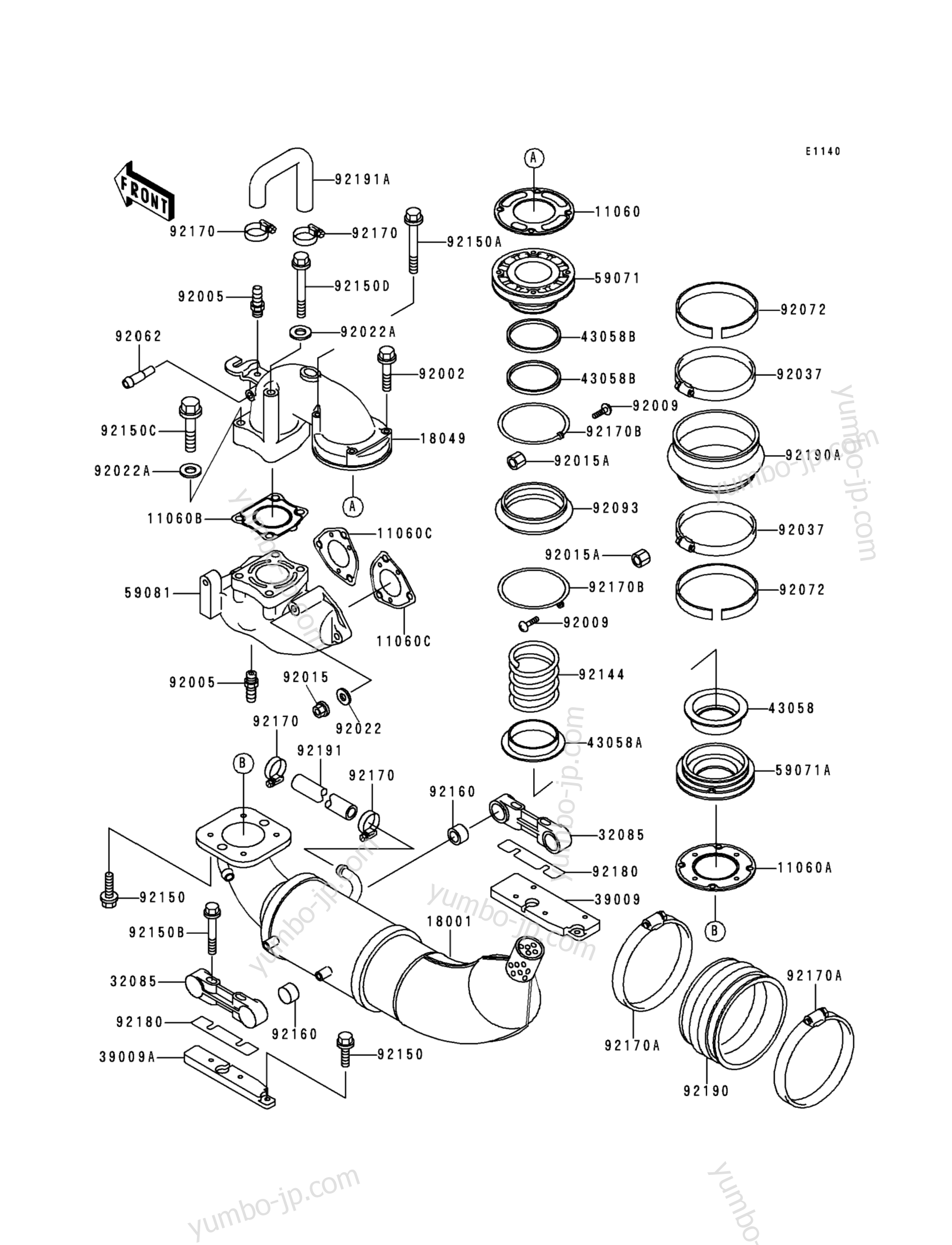 Muffler(s) для гидроциклов KAWASAKI JET SKI XI SPORT (JH750-G2) 1999 г.