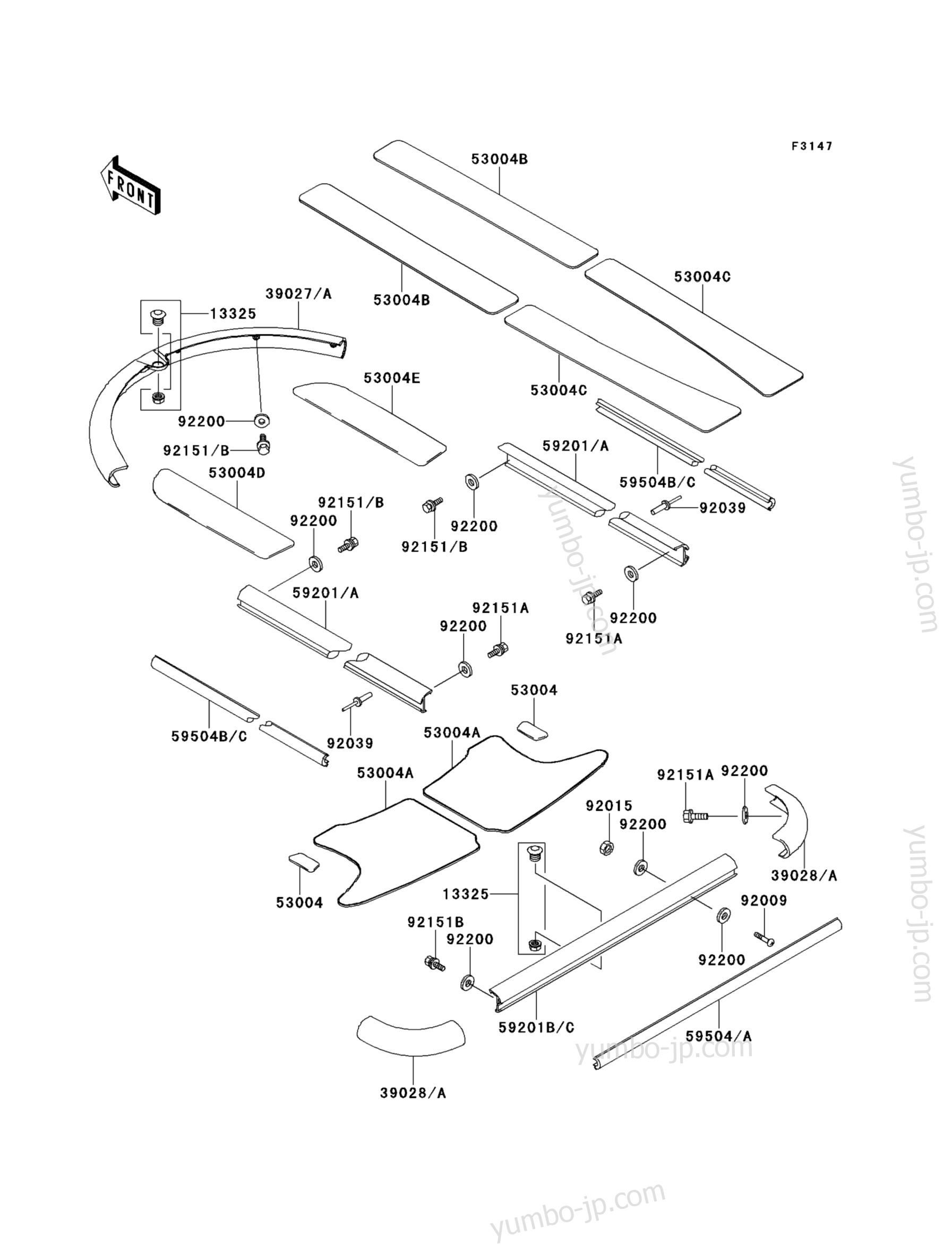 Pads для гидроциклов KAWASAKI JET SKI 900 STX (JT900-B1) 1999 г.
