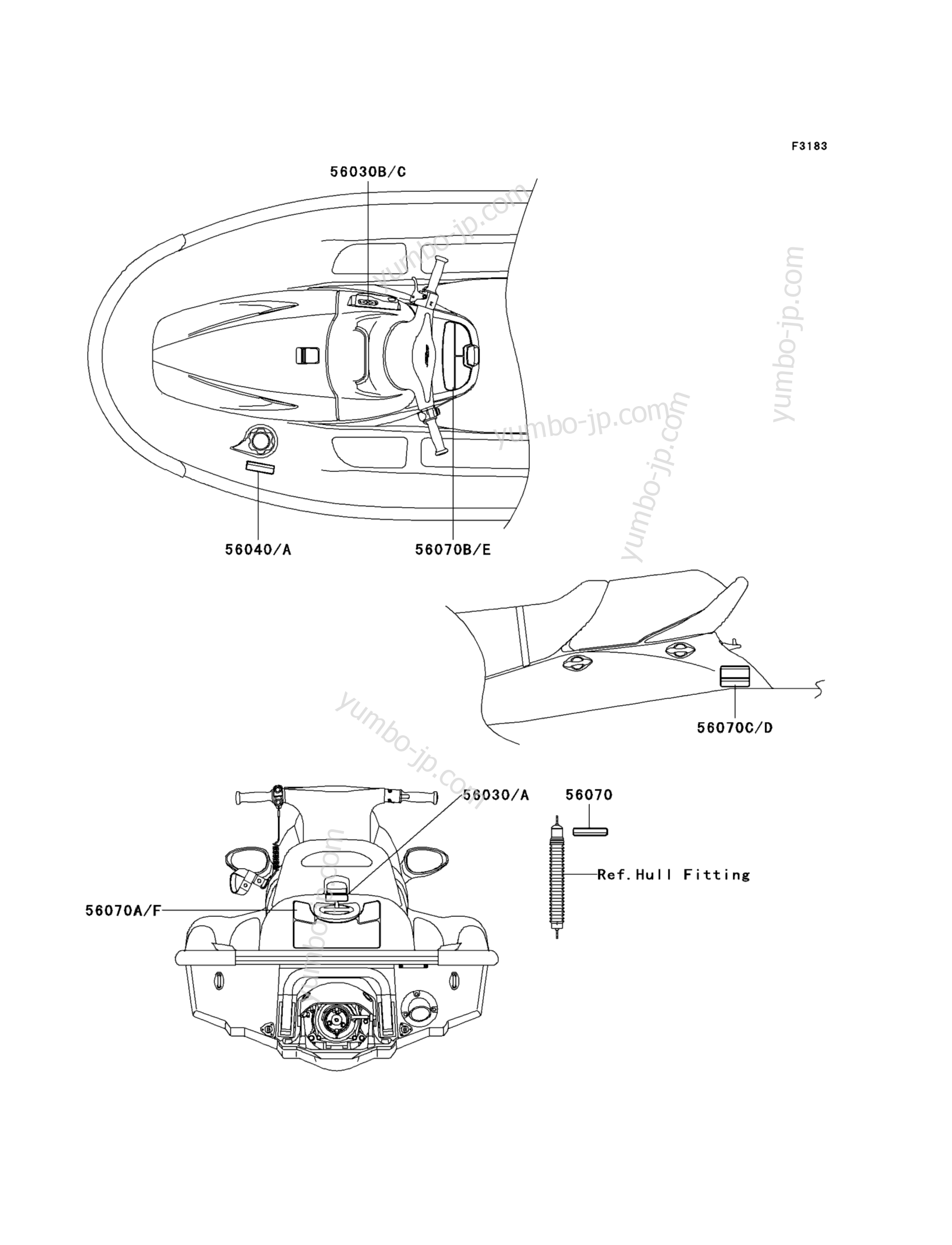 Эмблемы, наклейки для гидроциклов KAWASAKI JET SKI 1100 STX D.I. (JT1100-F1) 2001 г.
