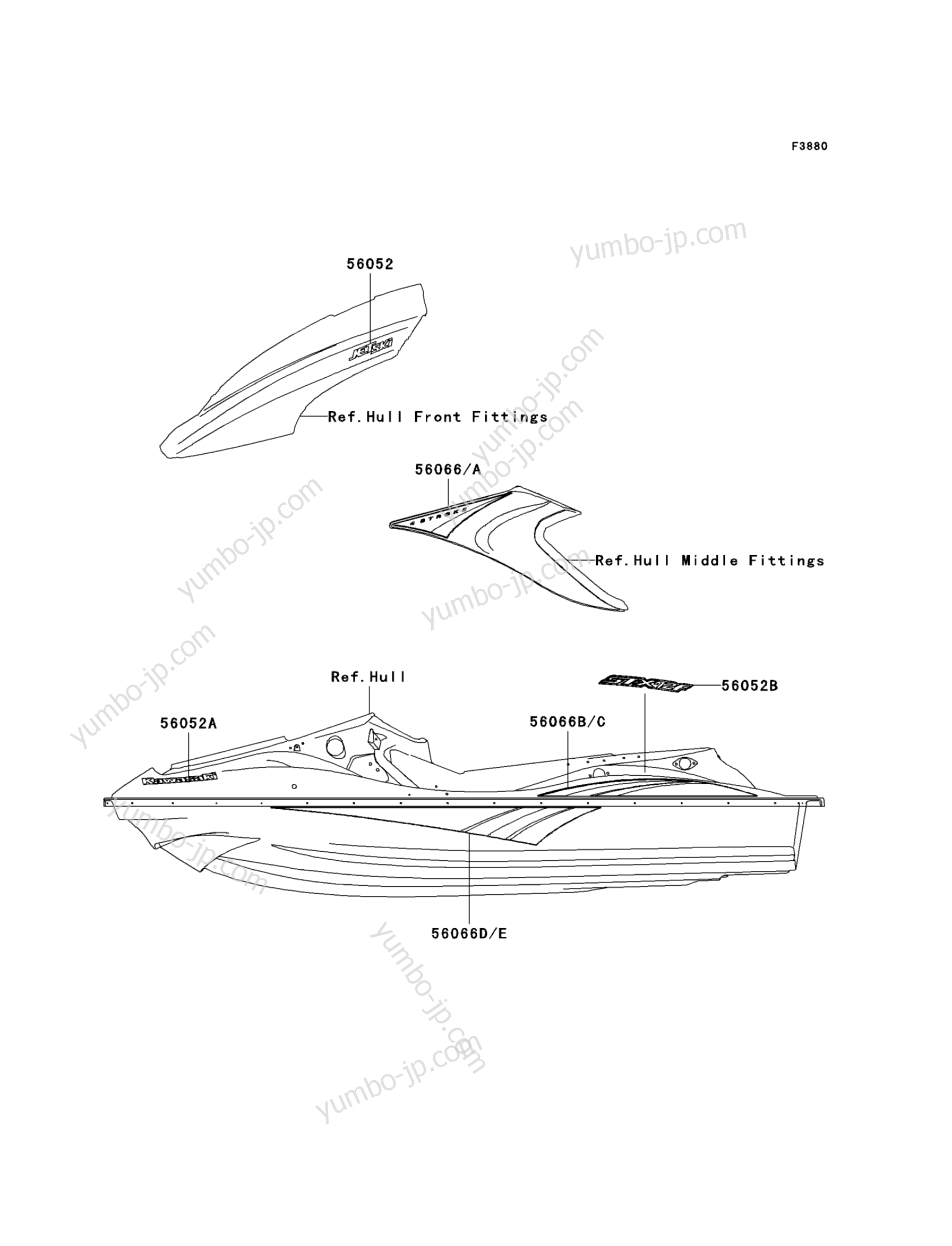 DECALS for watercrafts KAWASAKI JET SKI STX-12F (JT1200-D1) 2005 year