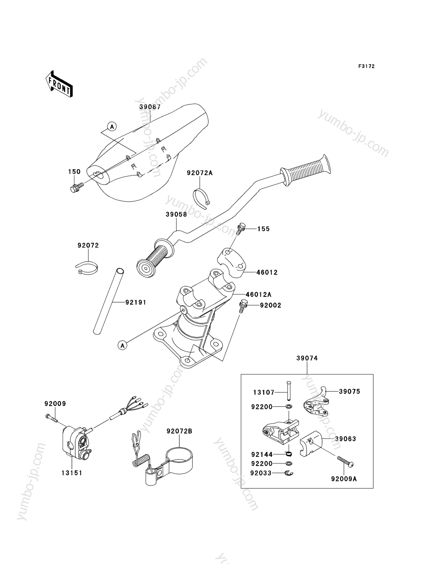 Румпель (рукоятка управления) для гидроциклов KAWASAKI JET SKI 1100 STX (JT1100-A1) 1997 г.