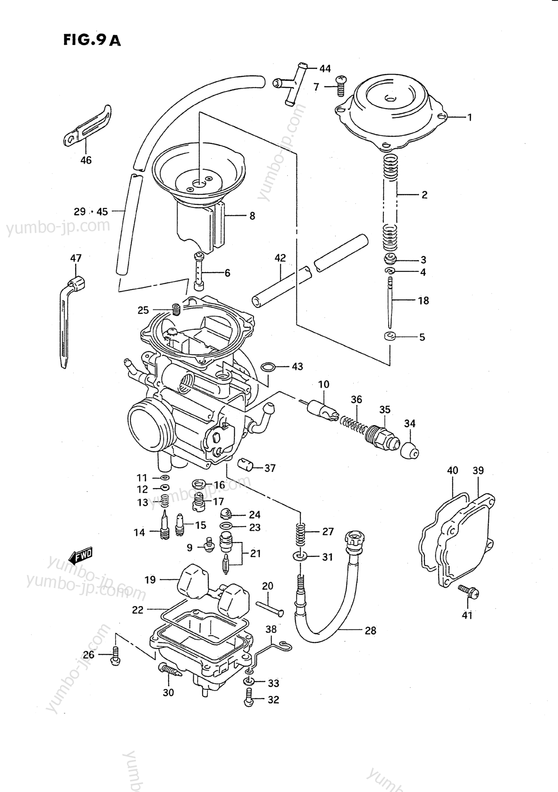 CARBURETOR (MODEL L/M/N/P/R/S/T) for ATVs SUZUKI QuadRunner (LT-F250) 1991 year