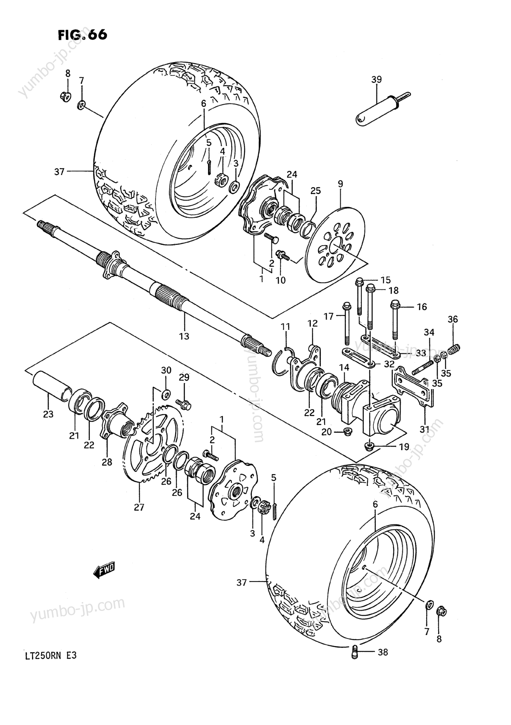 REAR WHEEL (MODEL H/J/K/L/M/N) для квадроциклов SUZUKI QuadRacer (LT250R) 1991 г.