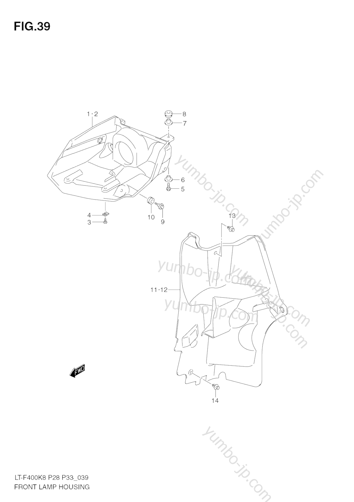 FRONT LAMP HOUSING для квадроциклов SUZUKI KingQuad (LT-F400) 2008 г.