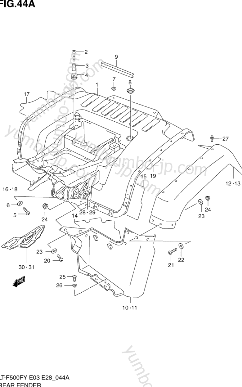 REAR FENDER (MODEL X/Y) for ATVs SUZUKI QuadRunner 4WD (LT-F500F) 2000 year