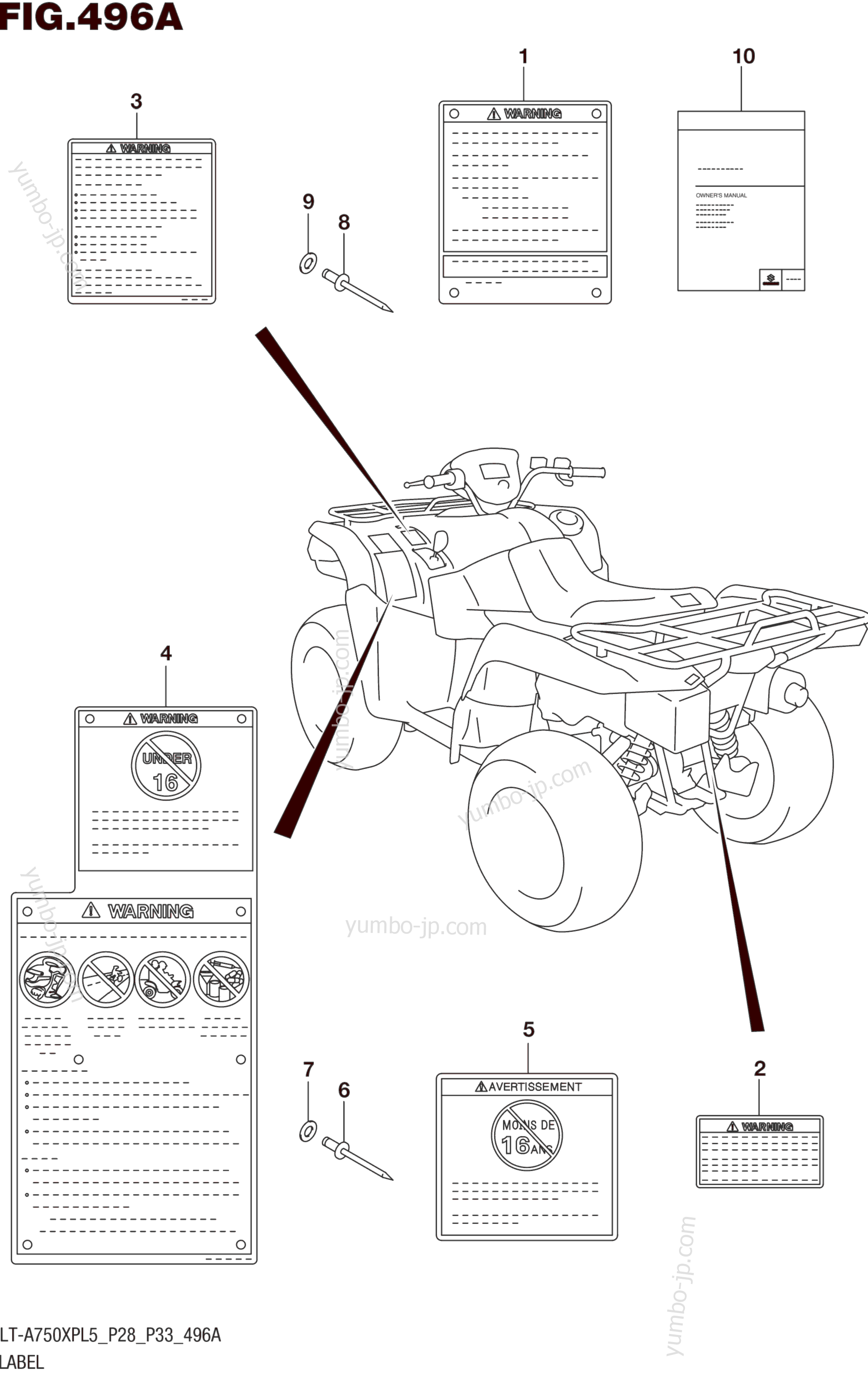 LABEL (LT-A750XPL5 P28) for ATVs SUZUKI LT-A750XP 2015 year