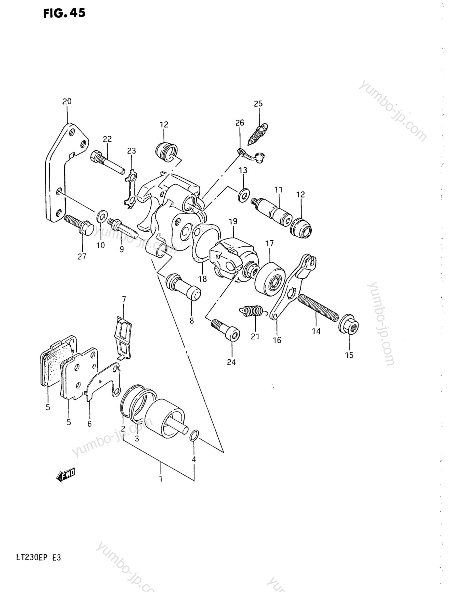REAR CALIPER для квадроциклов SUZUKI QuadRunner (LT230E) 1993 г.