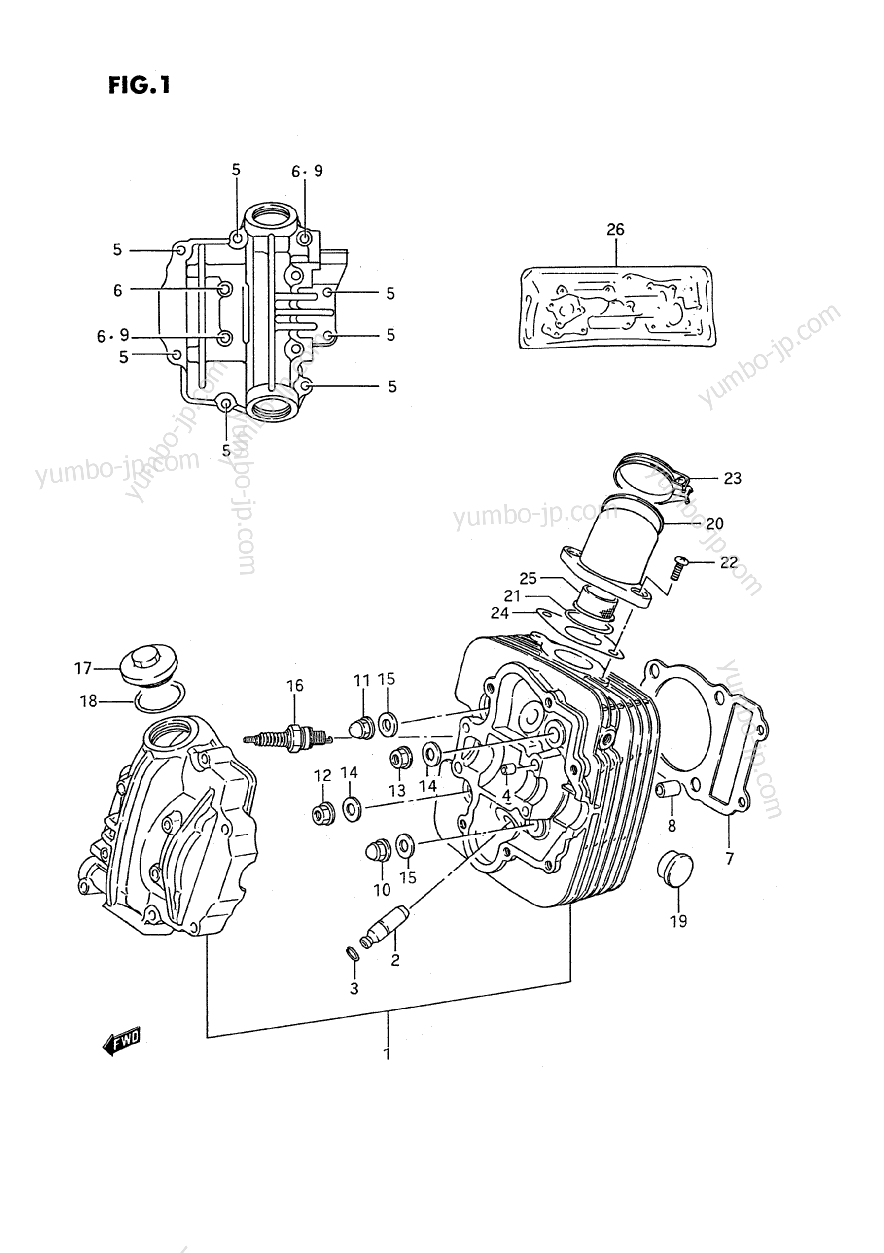 Головка блока цилиндров для квадроциклов SUZUKI QuadRunner (LT-4WD) 1991 г.