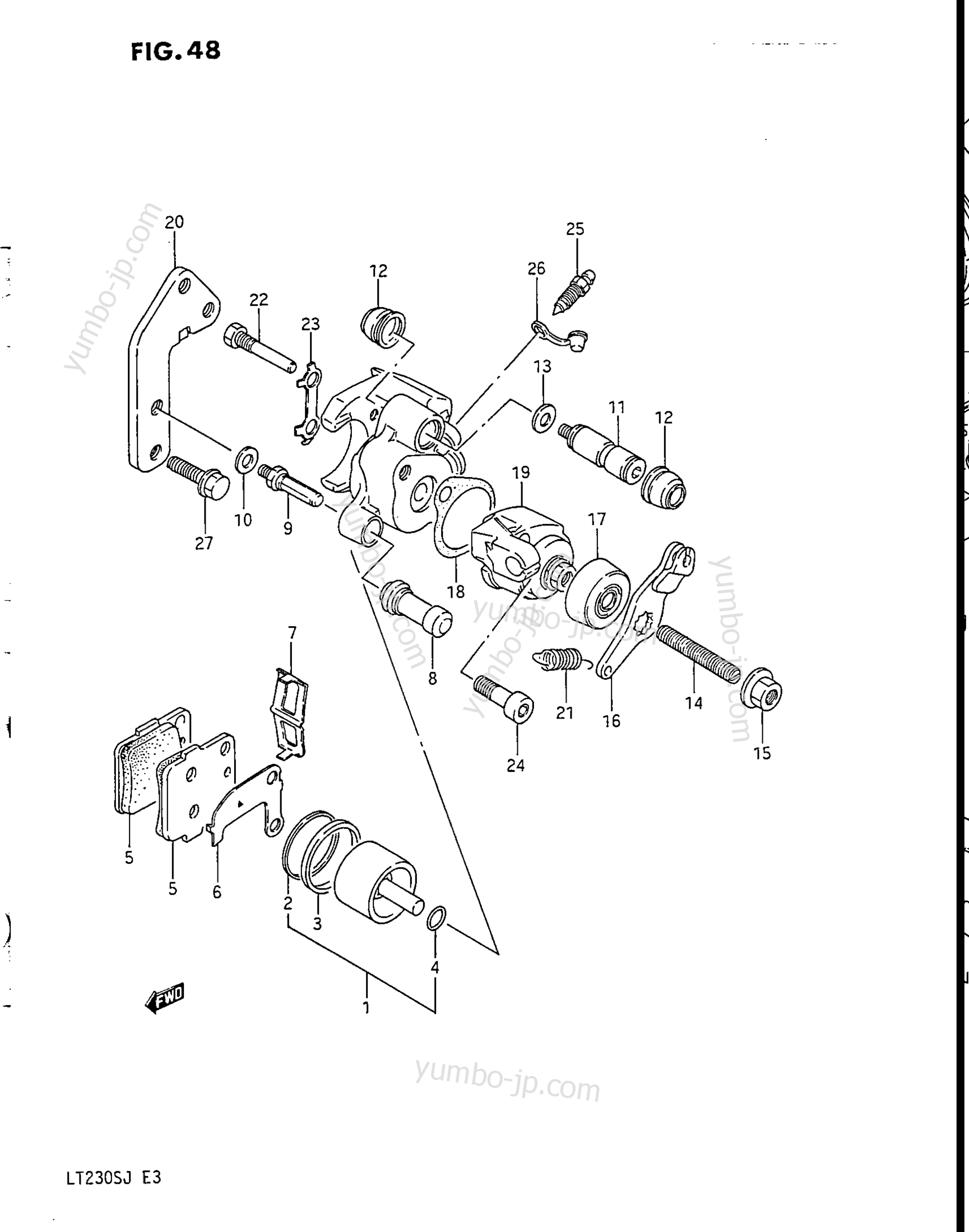 REAR CALIPER (MODEL H/J) для квадроциклов SUZUKI LT230S 1988 г.