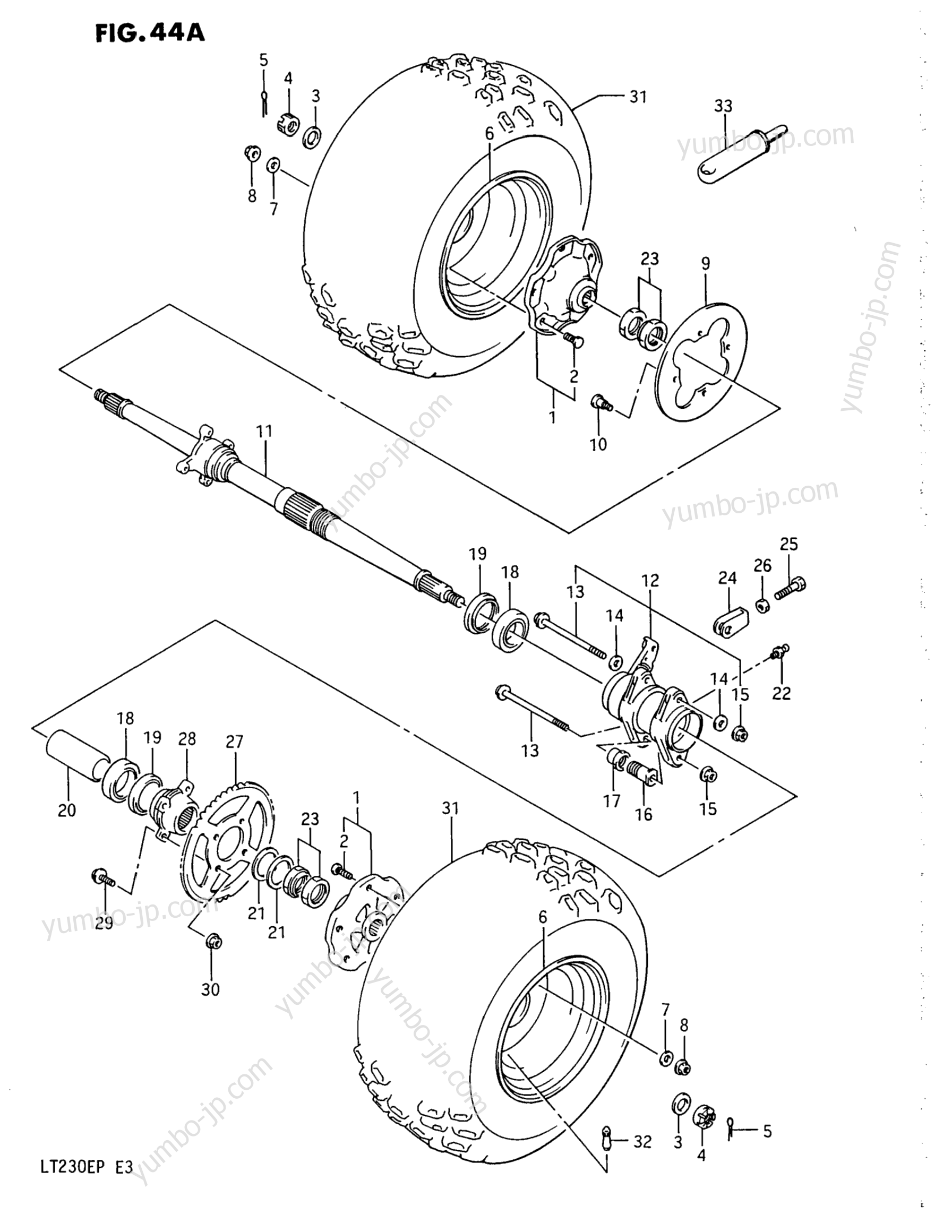 REAR WHEEL (MODEL J/K) for ATVs SUZUKI QuadRunner (LT230E) 1987 year