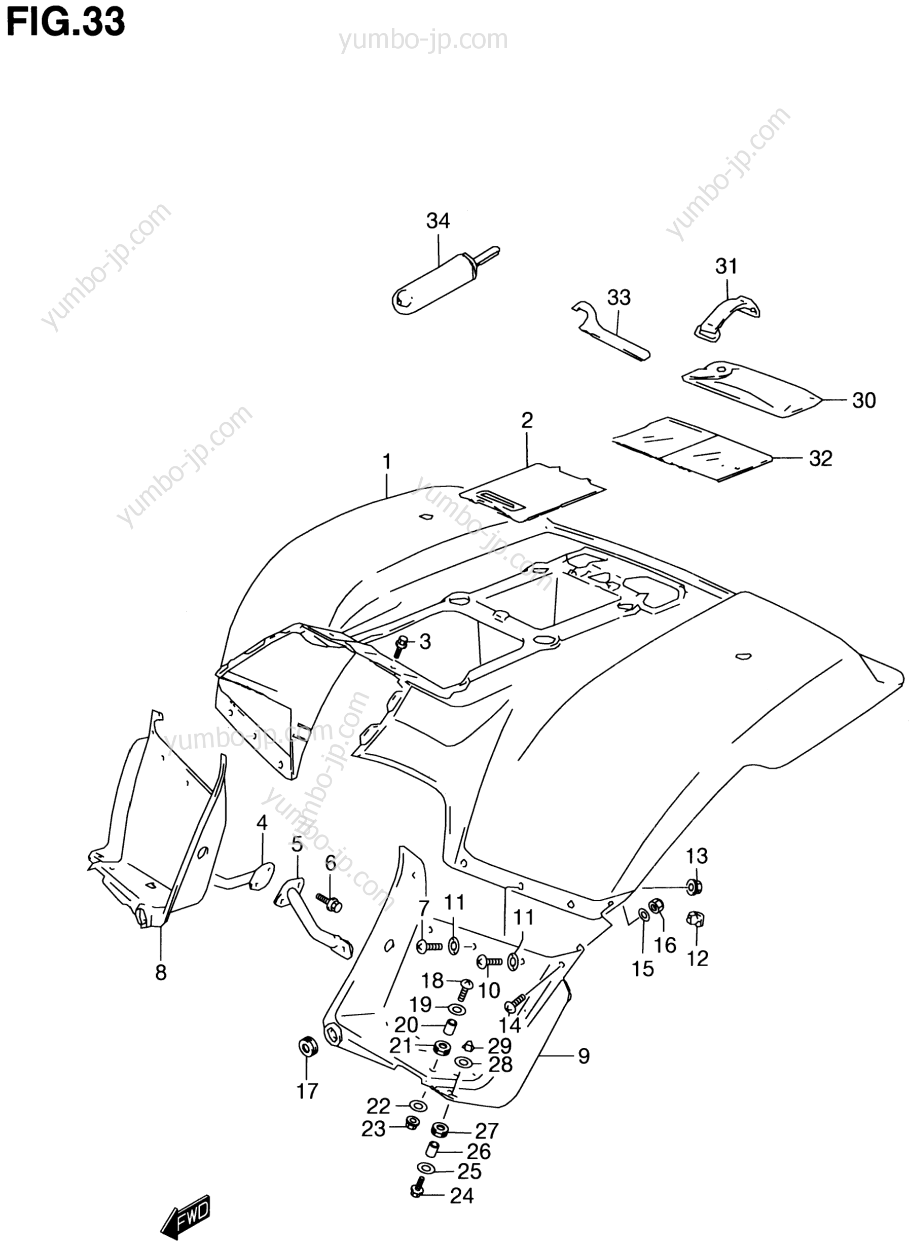REAR FENDER (MODEL V/W/X/Y) for ATVs SUZUKI QuadRunner (LT-F160) 2000 year