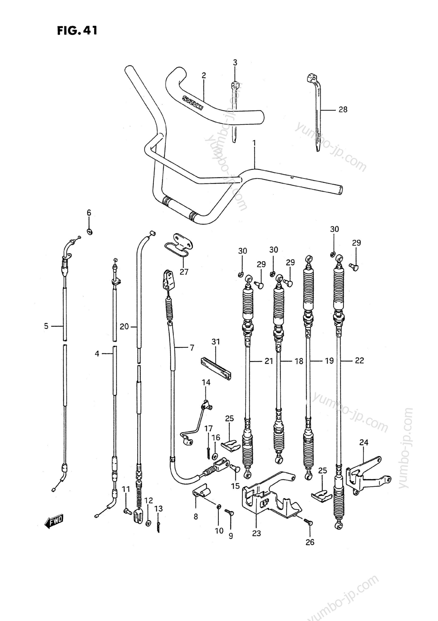 HANDLEBAR - CONTROL CABLE (MODEL H) for ATVs SUZUKI QuadRunner (LT-4WD) 1991 year