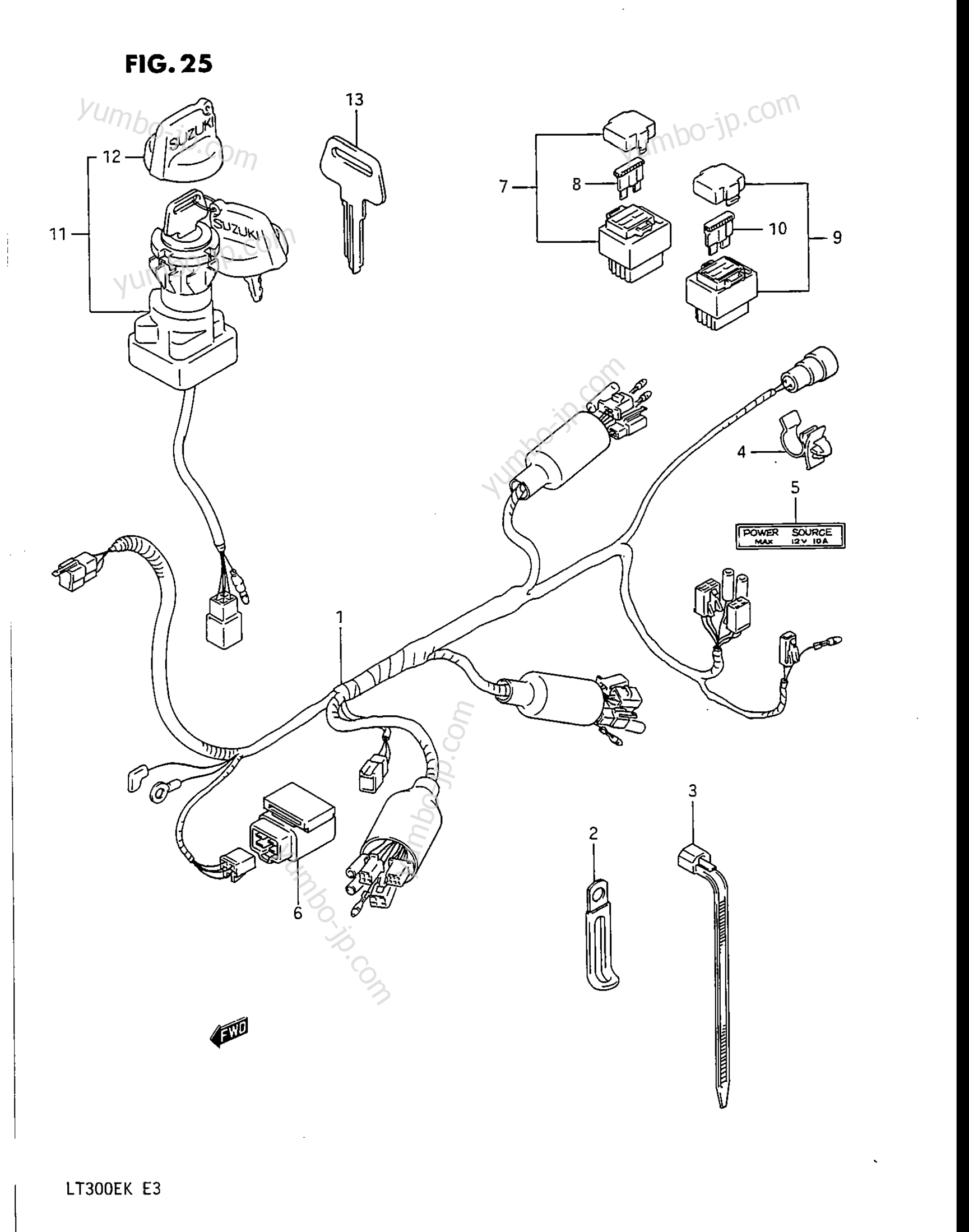 WIRING HARNESS для квадроциклов SUZUKI QuadRunner (LT300E) 1987 г.