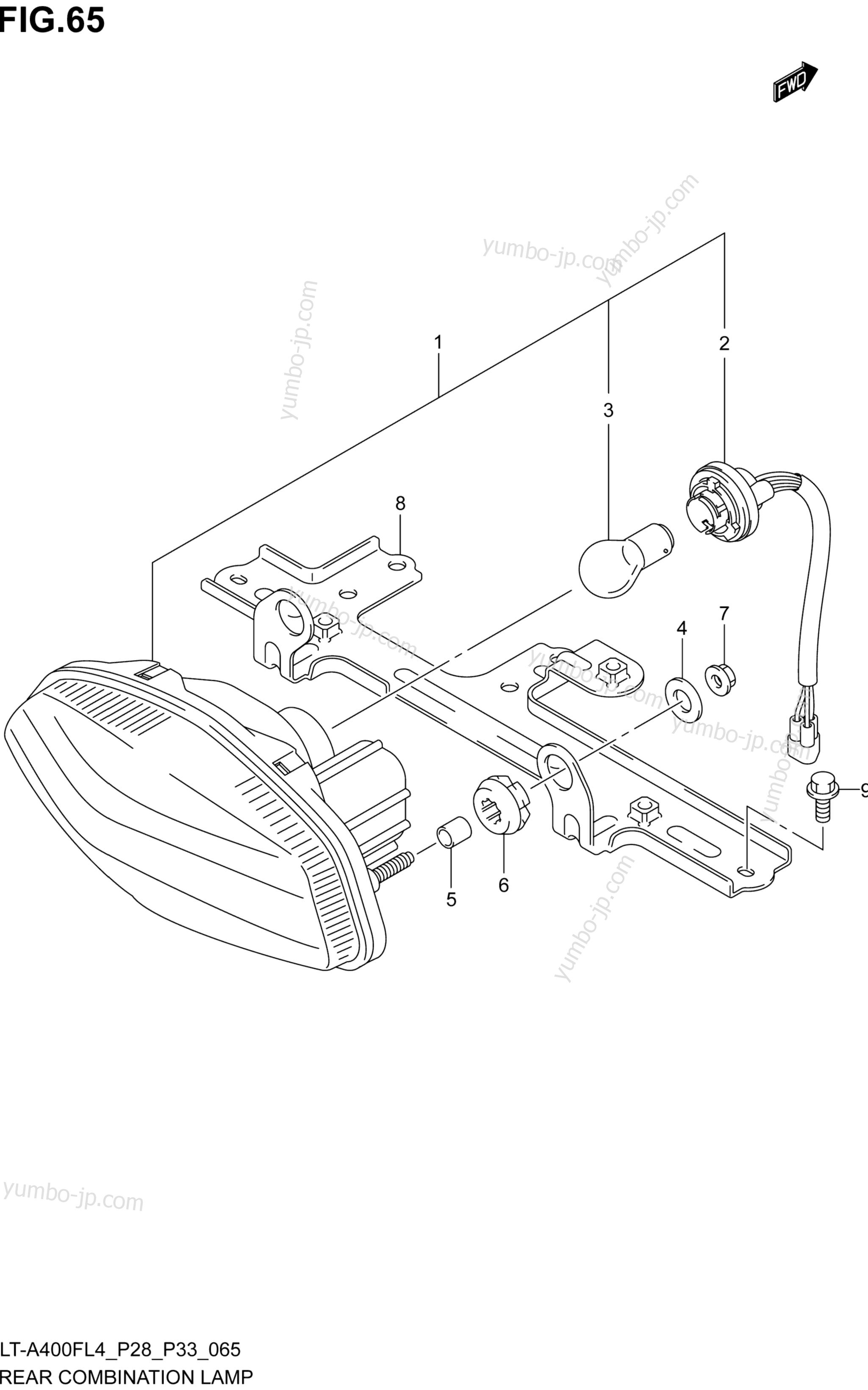 REAR COMBINATION LAMP (LT-A400FL4 P33) для квадроциклов SUZUKI LT-A400F 2014 г.