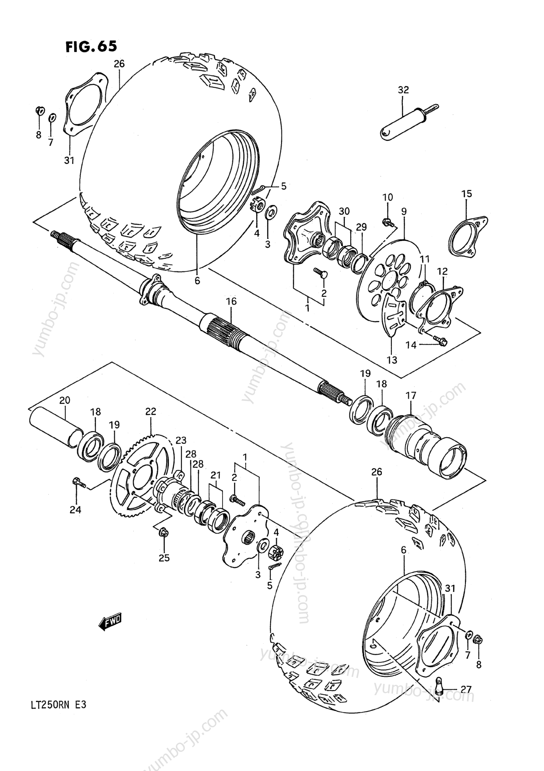 REAR WHEEL (MODEL F/G) для квадроциклов SUZUKI QuadRacer (LT250R) 1989 г.