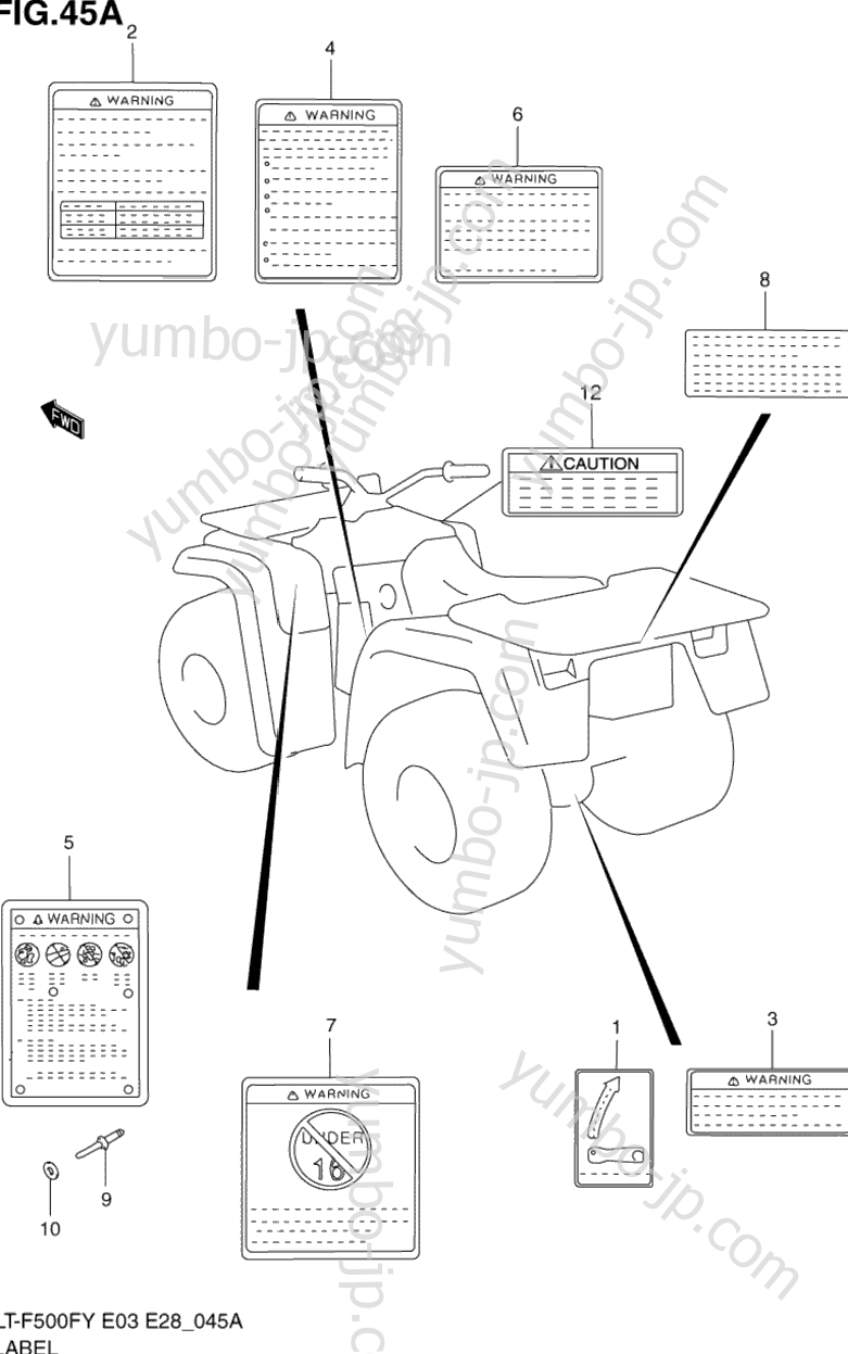 LABEL (MODEL X/Y/K1/K2) for ATVs SUZUKI QuadRunner 4WD (LT-F500F) 1999 year