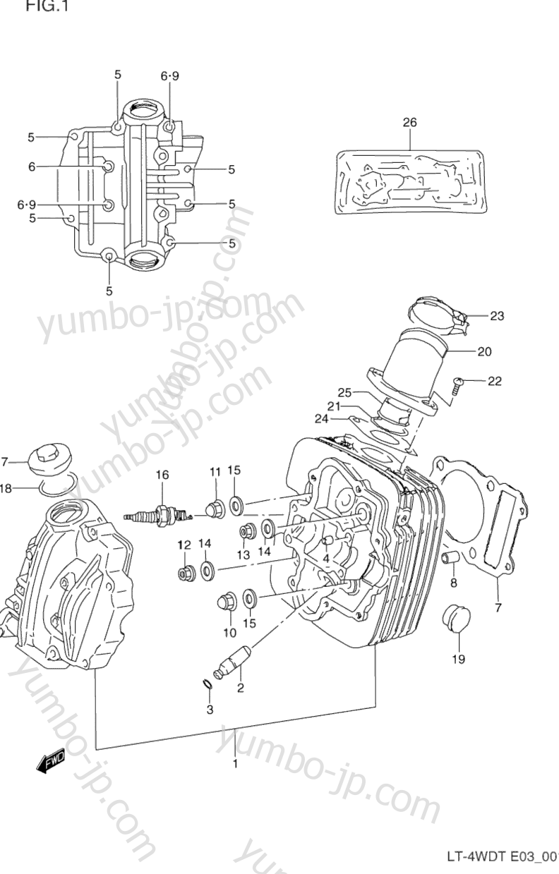 Головка блока цилиндров для квадроциклов SUZUKI QuadRunner (LT-4WD) 1996 г.
