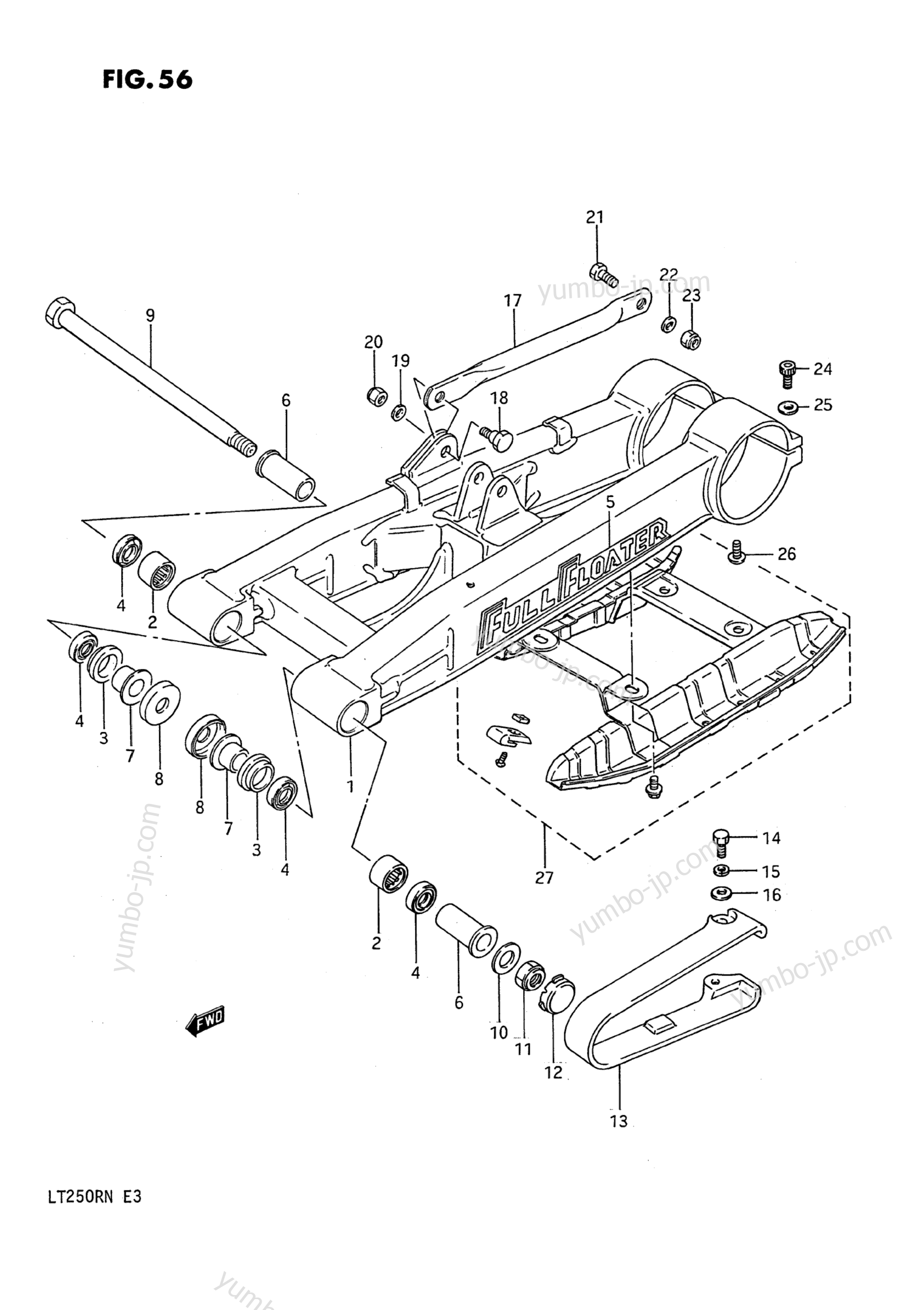 REAR SWINGING ARM (MODEL F) for ATVs SUZUKI QuadRacer (LT250R) 1988 year