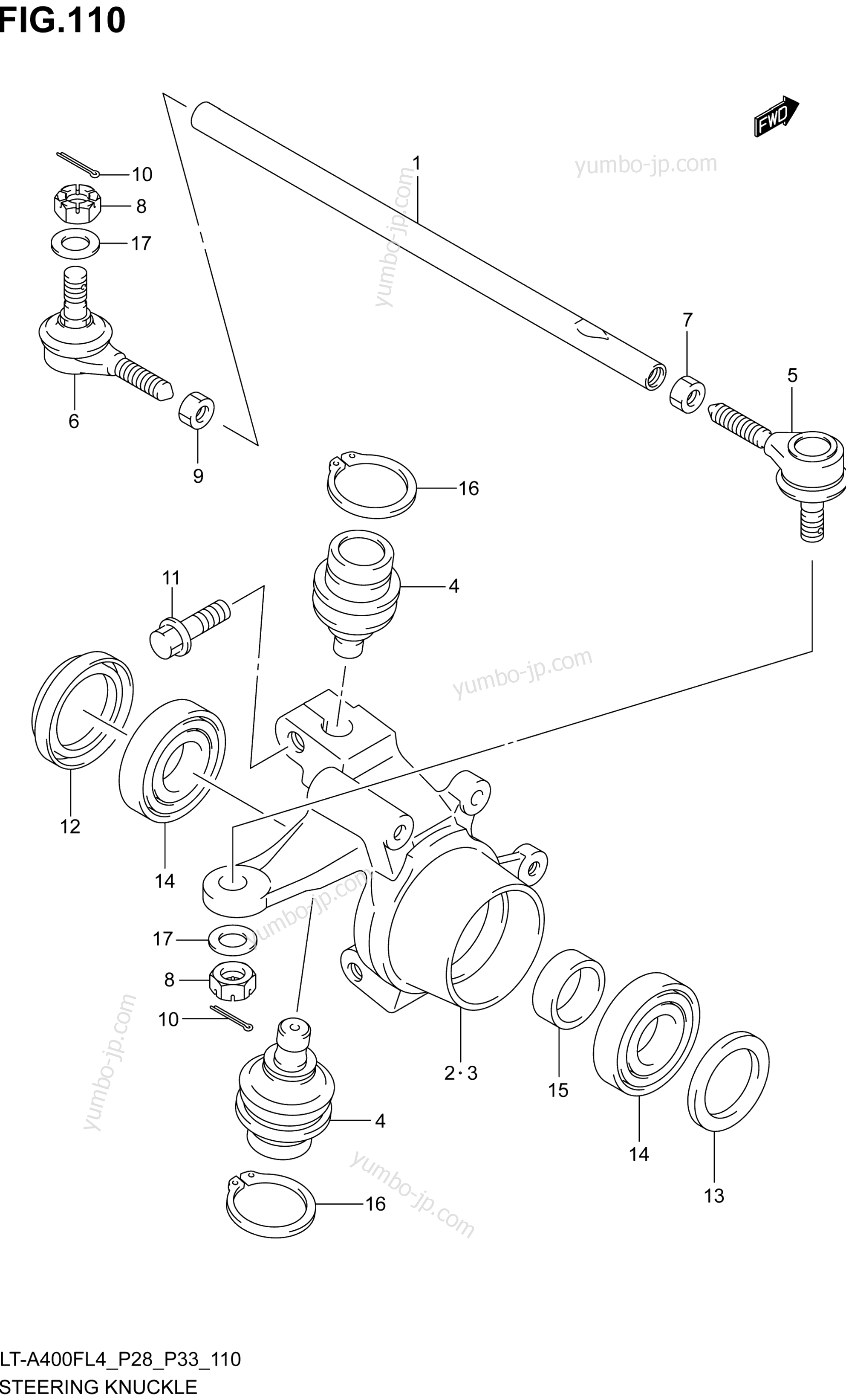 STEERING KNUCKLE (LT-A400FZL4 P33) для квадроциклов SUZUKI LT-A400FZ 2014 г.