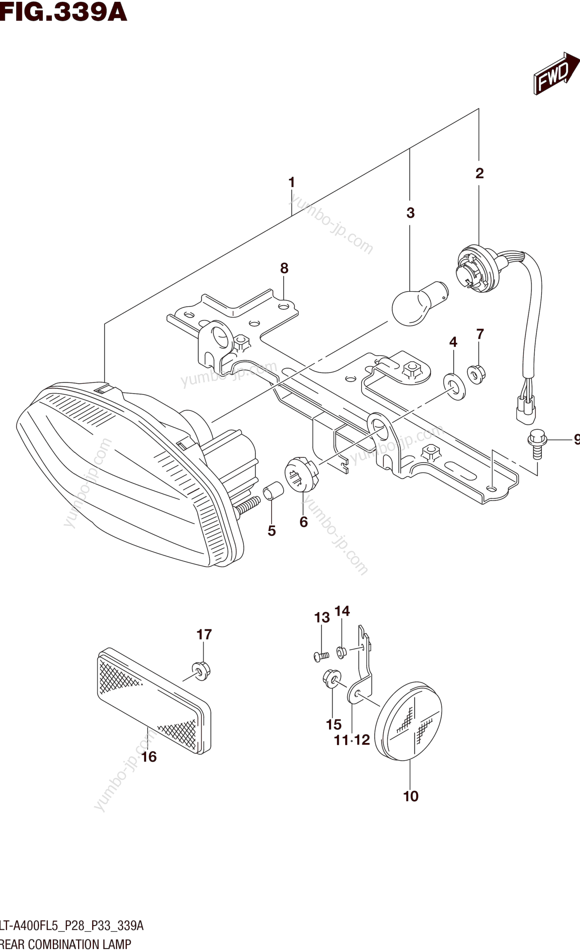 REAR COMBINATION LAMP (LT-A400FL5 P28) для квадроциклов SUZUKI LT-A400F 2015 г.