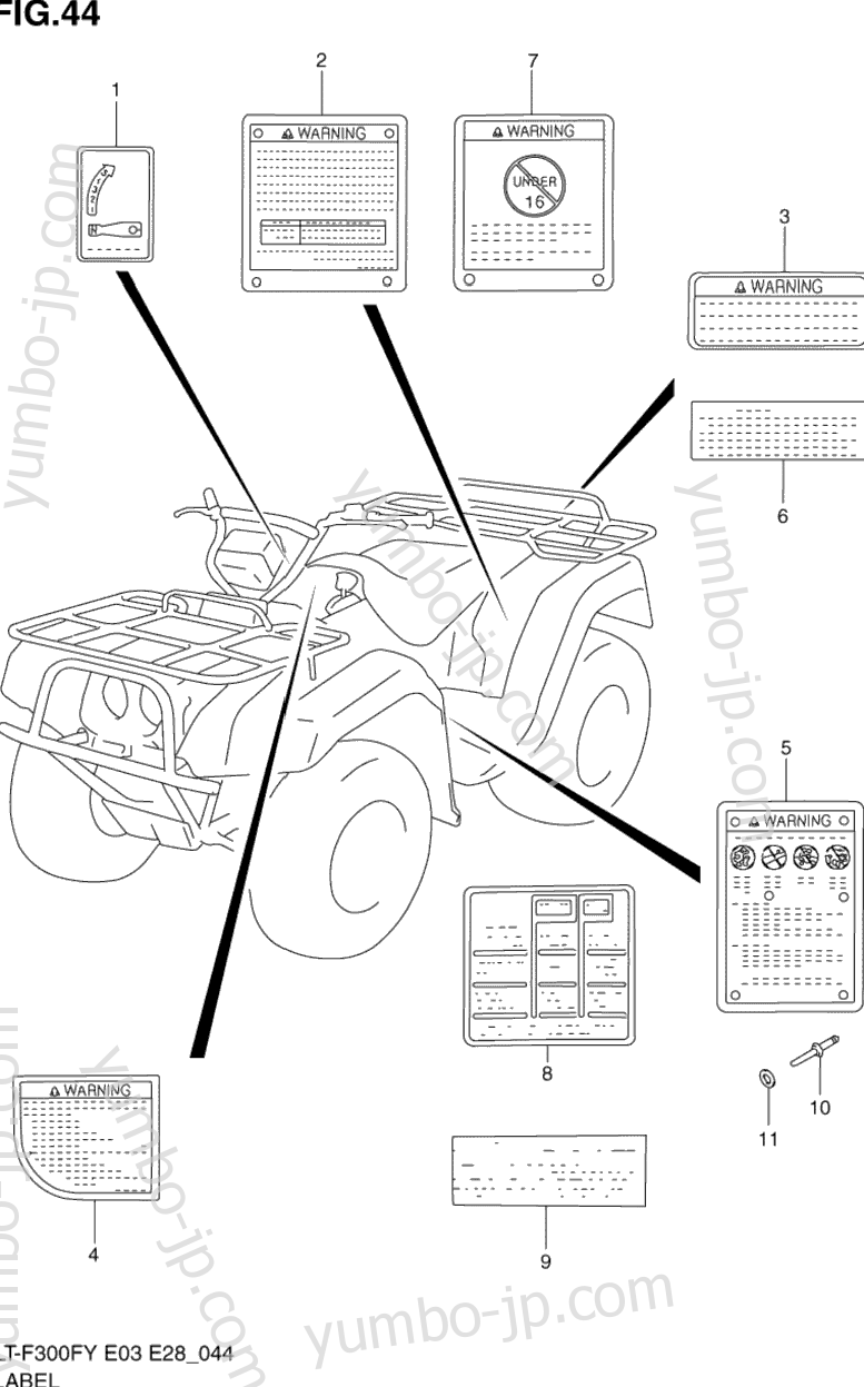 LABEL for ATVs SUZUKI KingQuad 4WD (LT-F300F) 2000 year