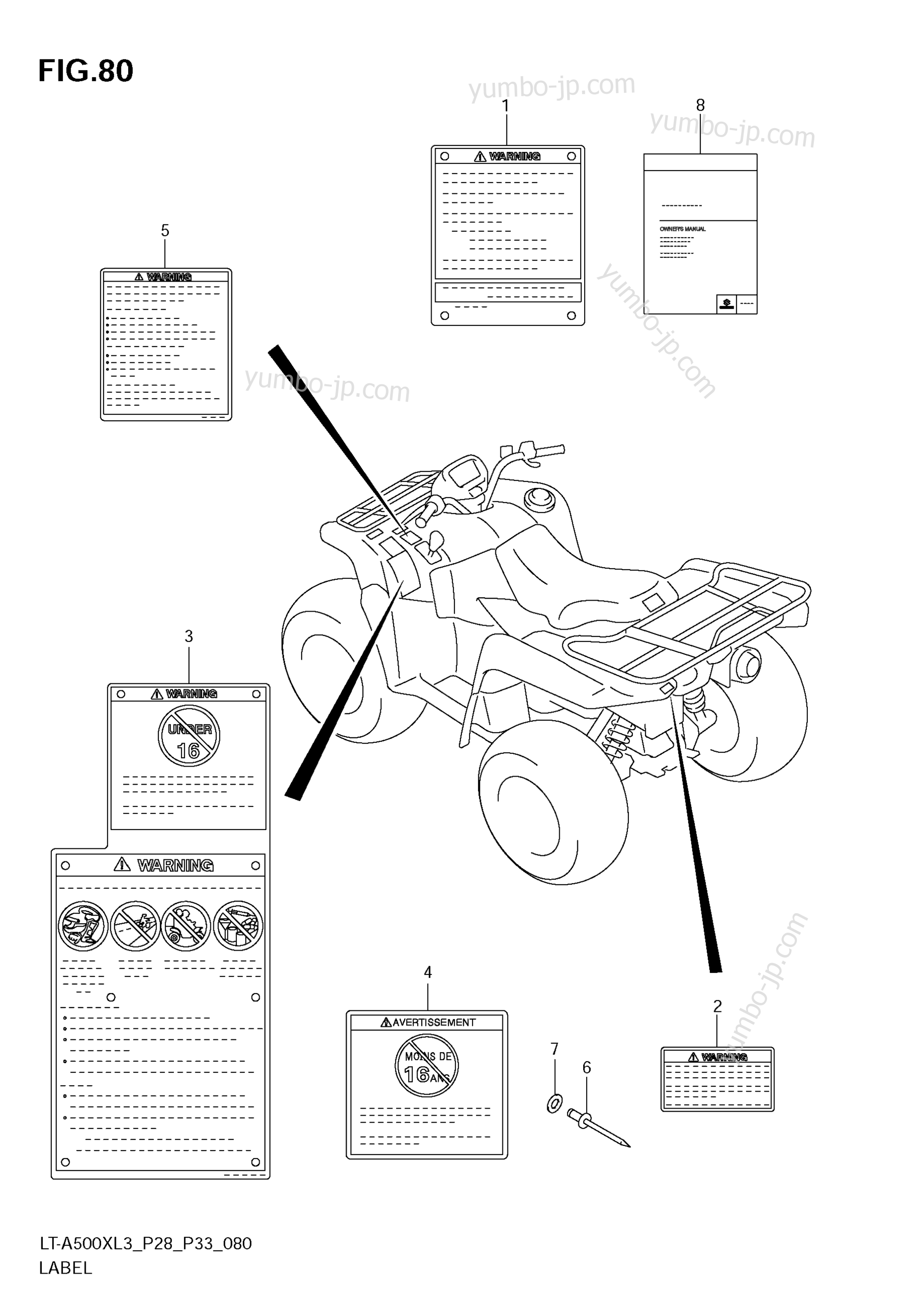 LABEL (LT-A500XL3 E28) для квадроциклов SUZUKI KingQuad (LT-A500X) 2013 г.