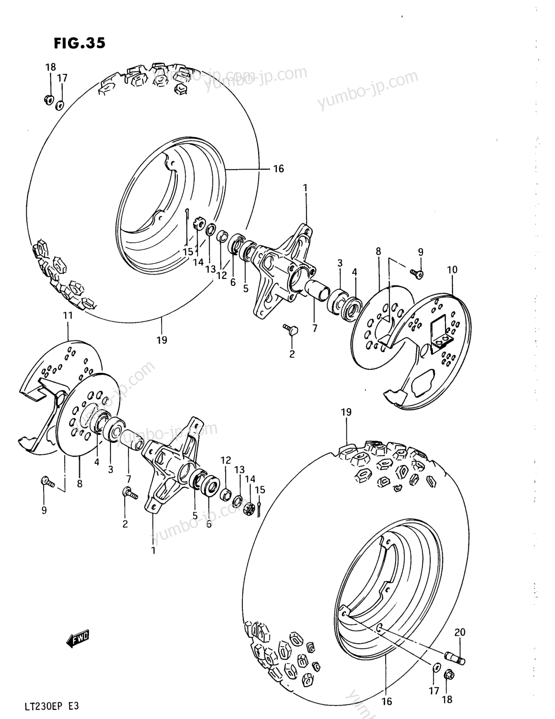 FRONT WHEEL для квадроциклов SUZUKI QuadRunner (LT230E) 1987 г.