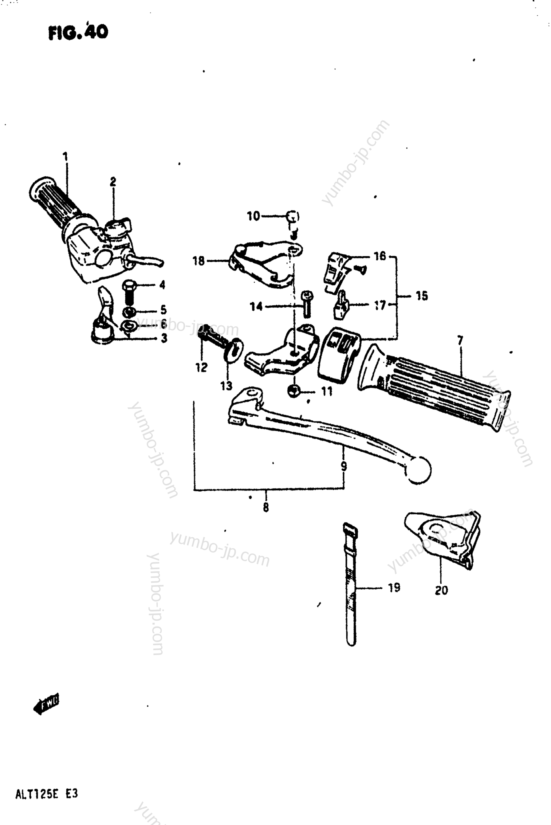 HANDLE SWITCH - CONTROL CABLE (MODEL E) для квадроциклов SUZUKI ALT125 1984 г.