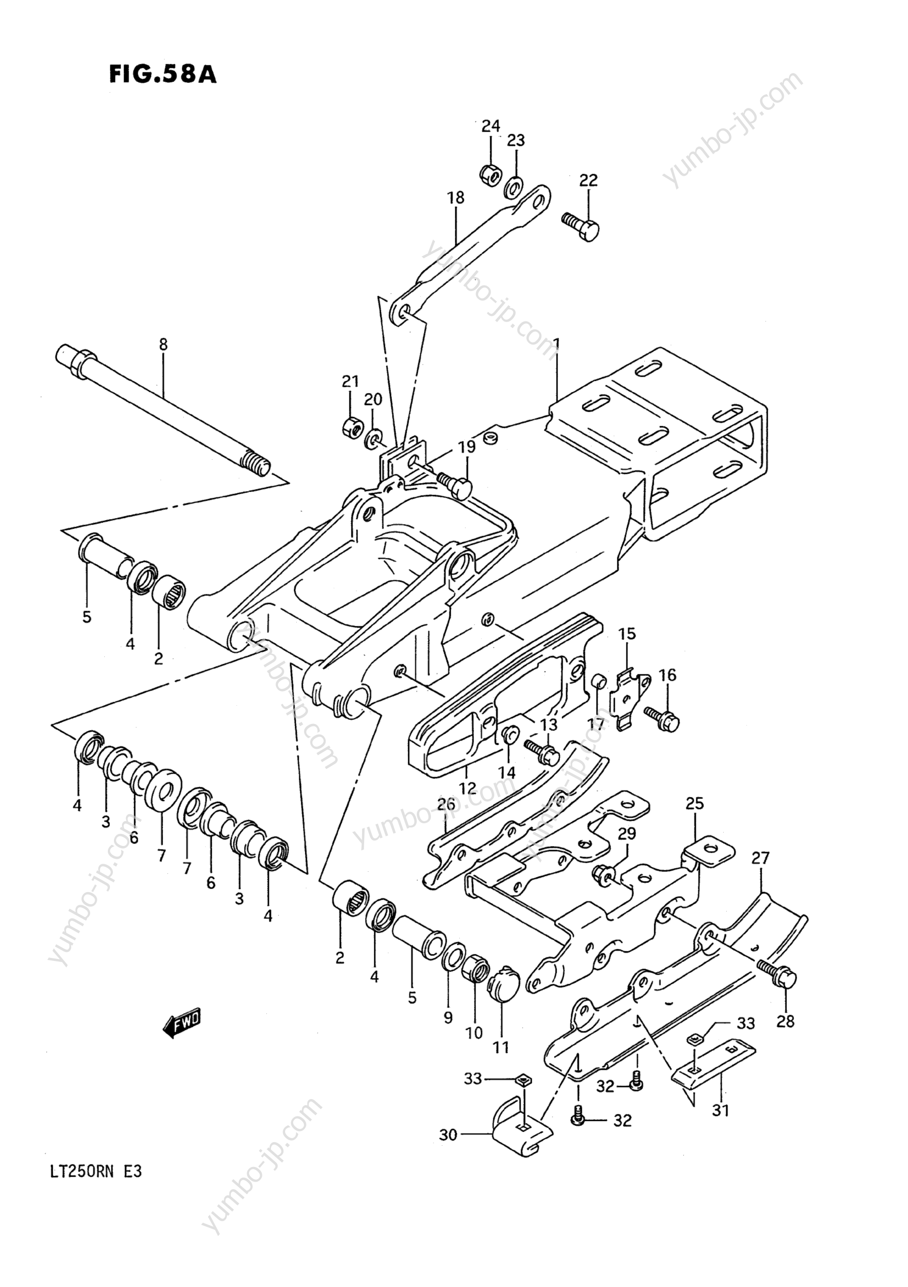 REAR SWINGING ARM (MODEL M/N) for ATVs SUZUKI QuadRacer (LT250R) 1991 year