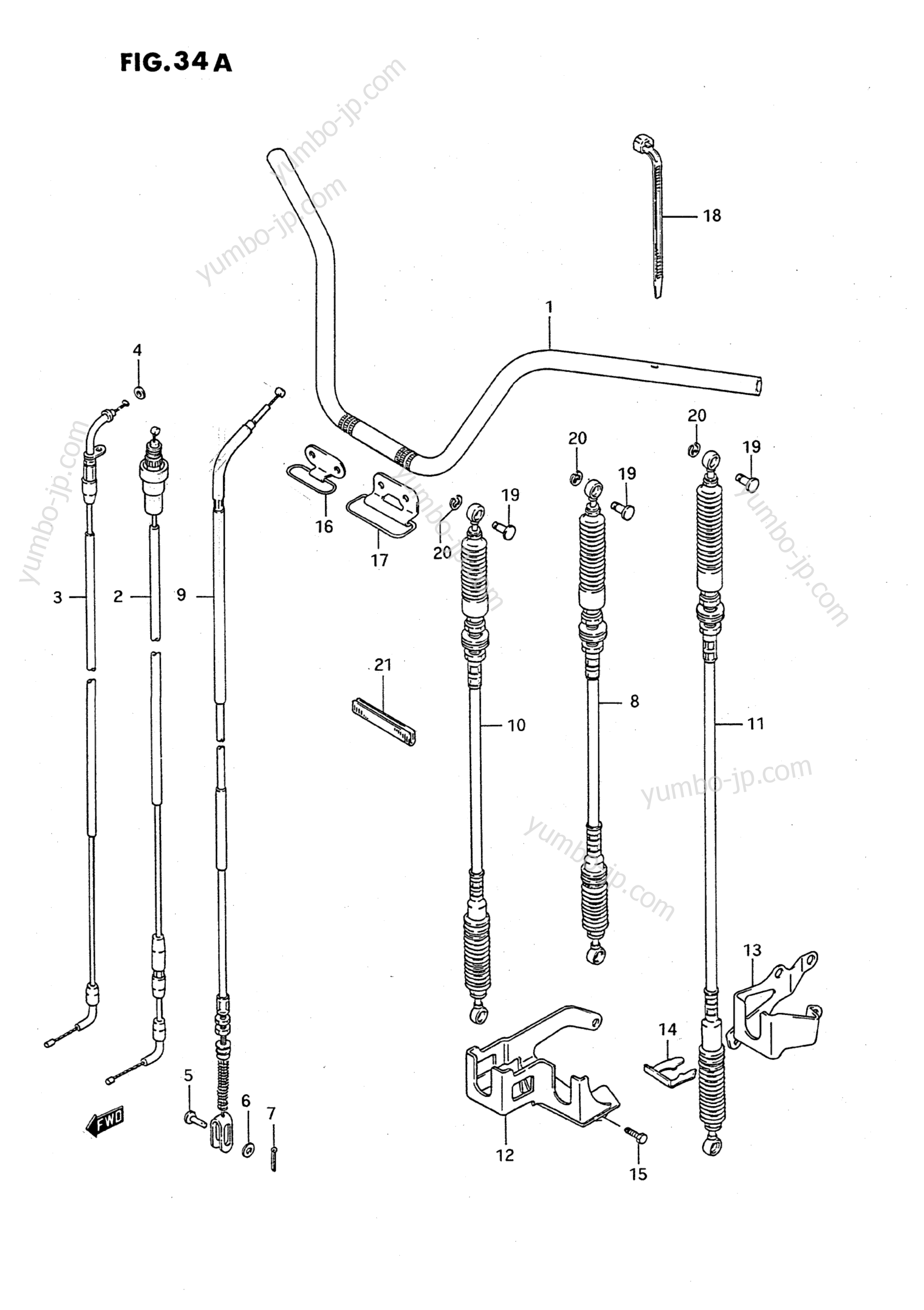 HANDLEBAR - CABLE (MODEL L/M/N/P/R/S/T) for ATVs SUZUKI QuadRunner (LT-F250) 1996 year