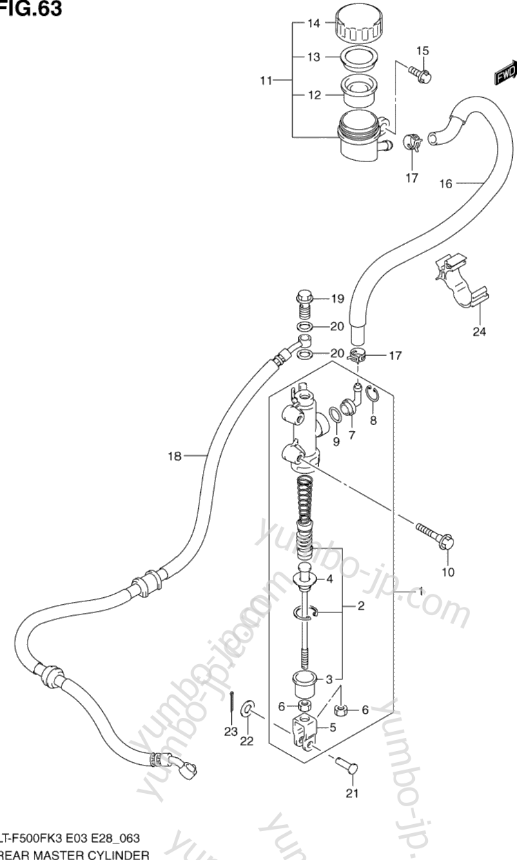 REAR MASTER CYLINDER for ATVs SUZUKI Vinson 4WD (LT-F500F) 2003 year