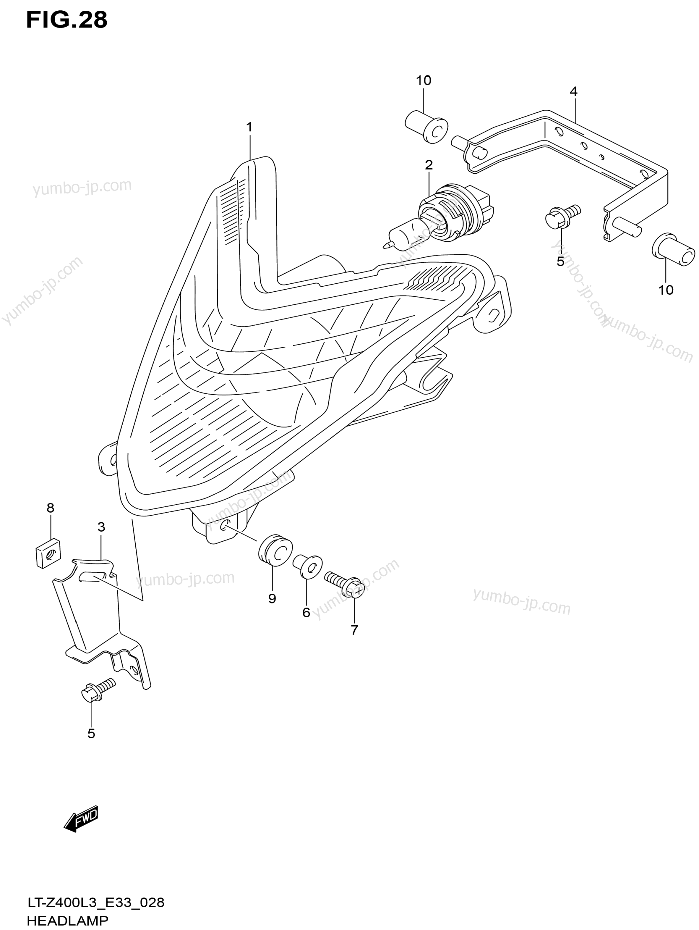 HEADLAMP для квадроциклов SUZUKI QuadSport Z400 (LT-Z400 Z) 2013 г.