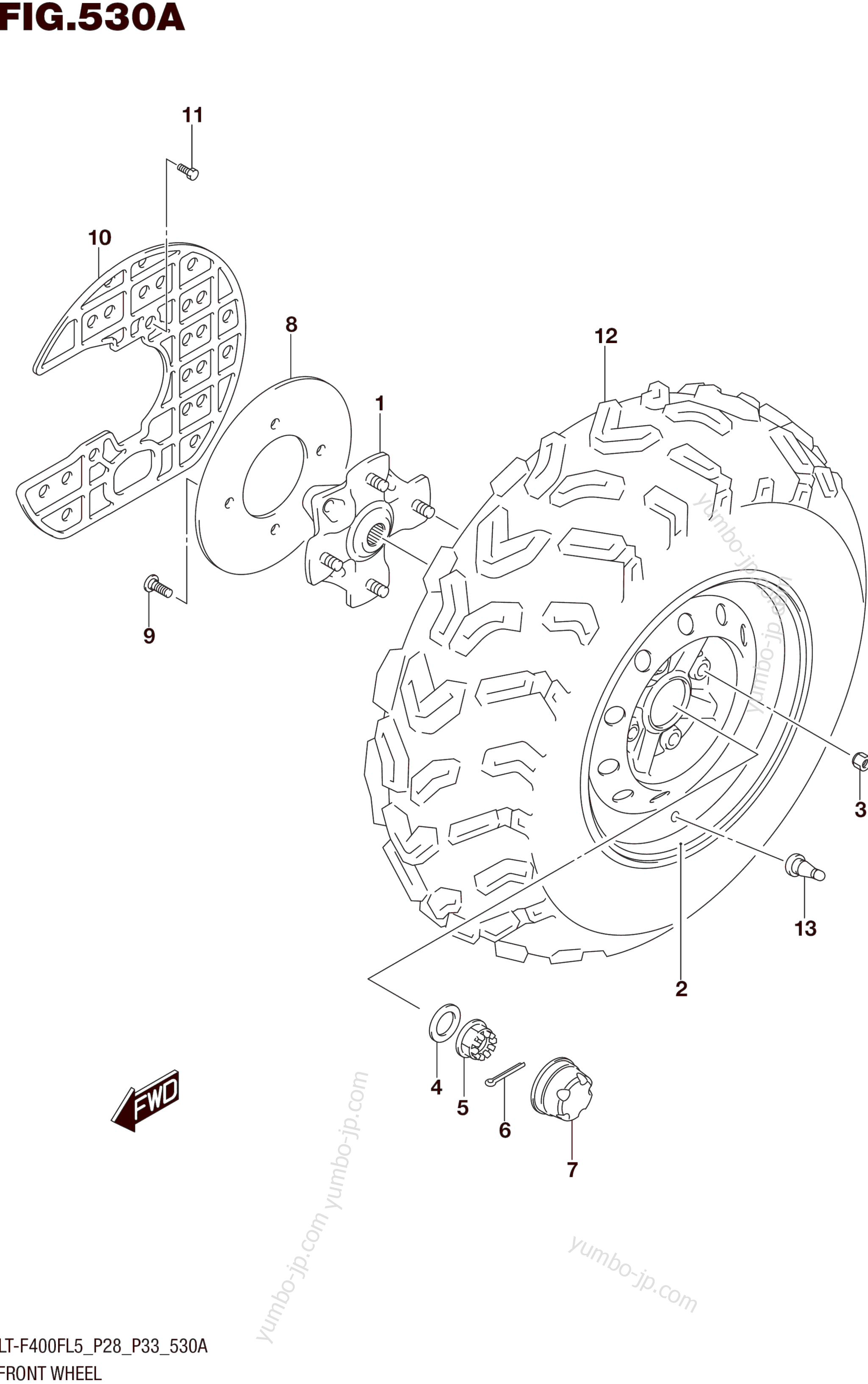 FRONT WHEEL (LT-F400FL5 P28) для квадроциклов SUZUKI LT-F400F 2015 г.