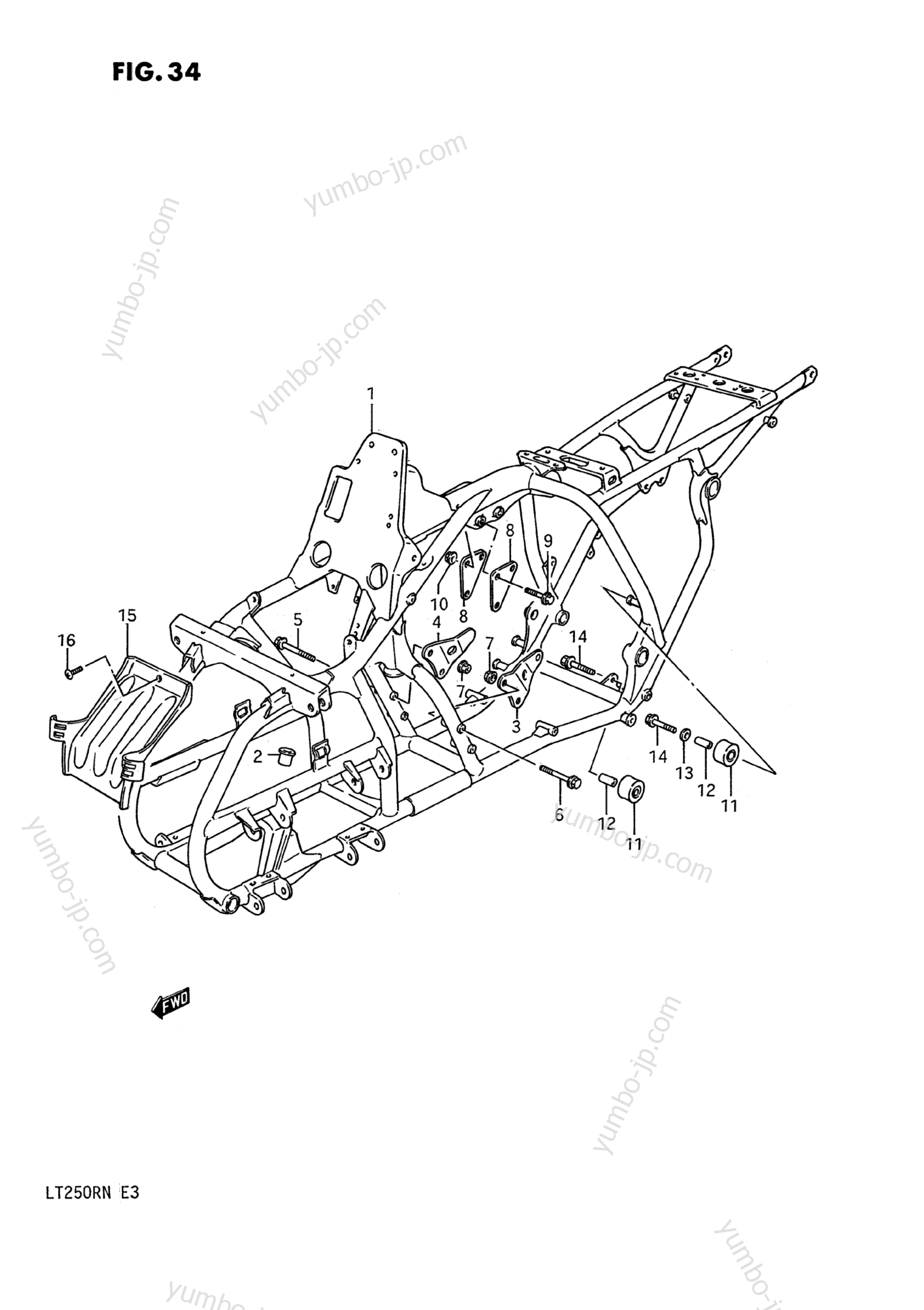 FRAME (MODEL H/J/K/L/M/N) for ATVs SUZUKI QuadRacer (LT250R) 1991 year