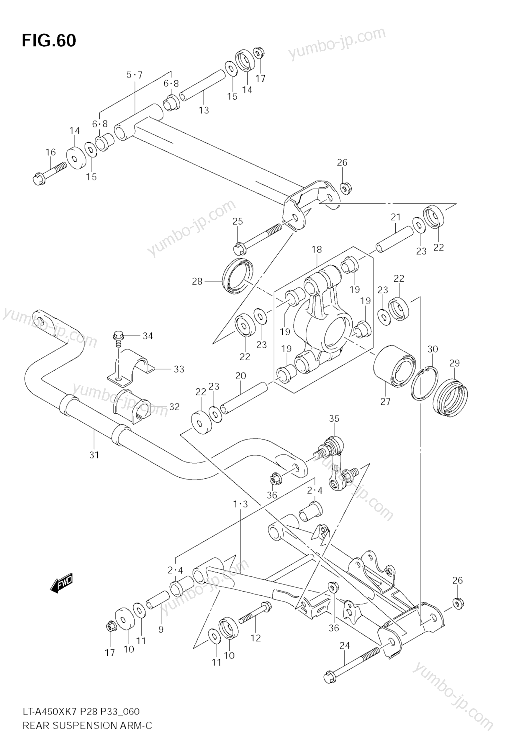 REAR SUSPENSION ARM (MODEL K7) для квадроциклов SUZUKI KingQuad (LT-A450X) 2009 г.