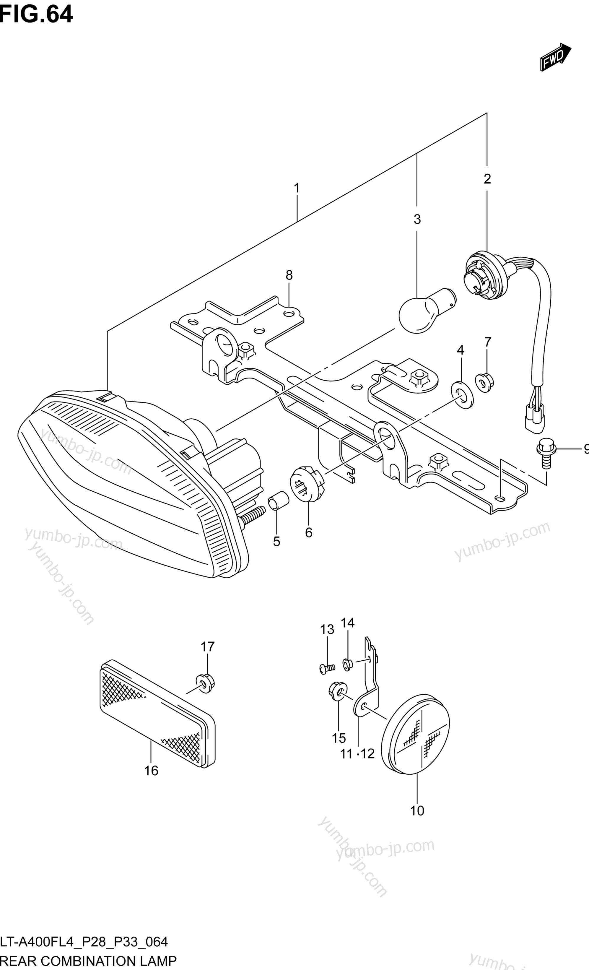 REAR COMBINATION LAMP (LT-A400FL4 P28) для квадроциклов SUZUKI LT-A400F 2014 г.