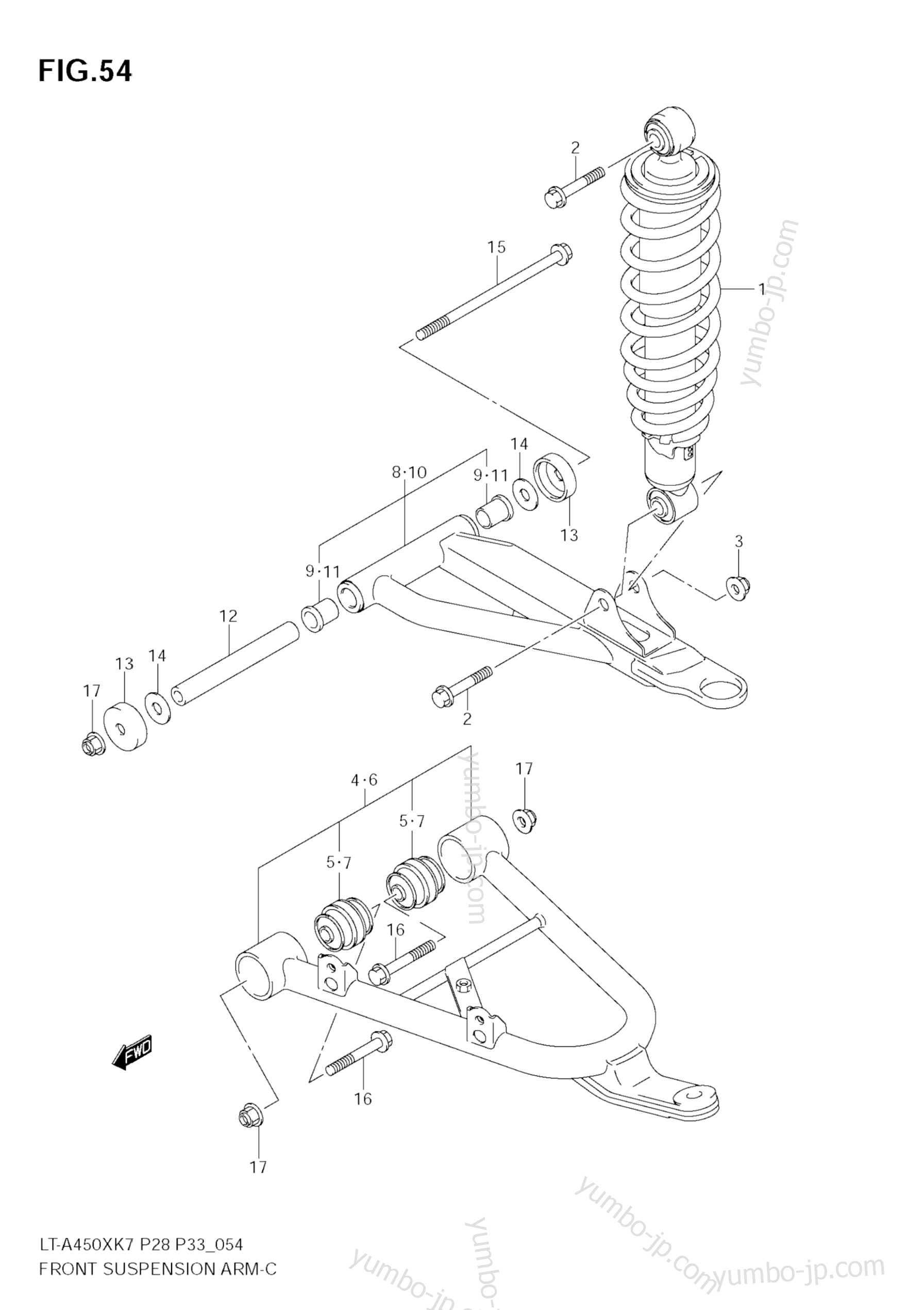 FRONT SUSPENSION ARM (MODEL K7) для квадроциклов SUZUKI KingQuad (LT-A450X) 2007 г.