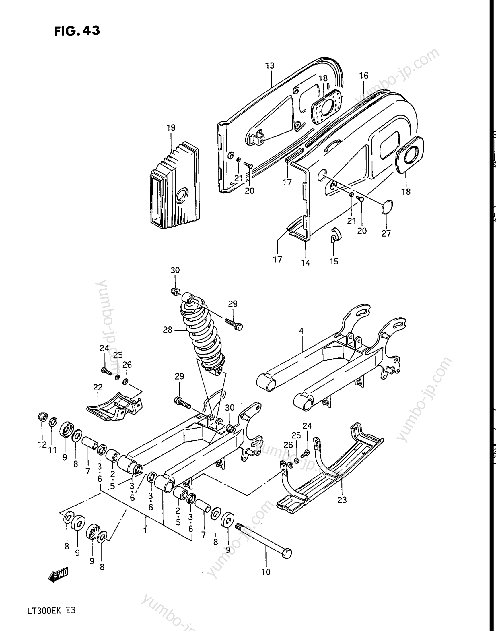 REAR SWINGING ARM для квадроциклов SUZUKI QuadRunner (LT300E) 1987 г.