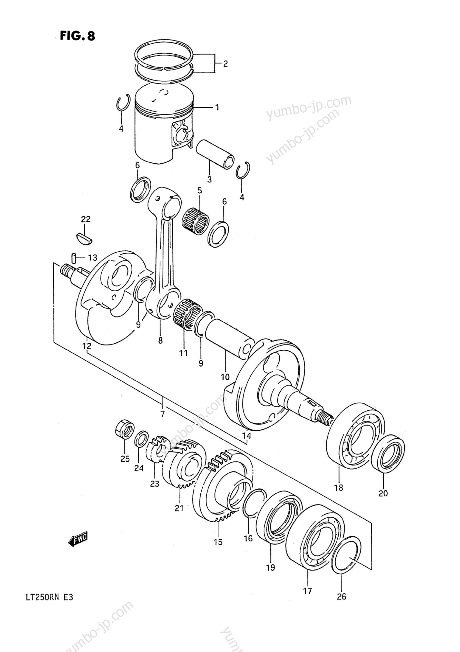 CRANKSHAFT (MODEL F/G) для квадроциклов SUZUKI QuadRacer (LT250R) 1991 г.