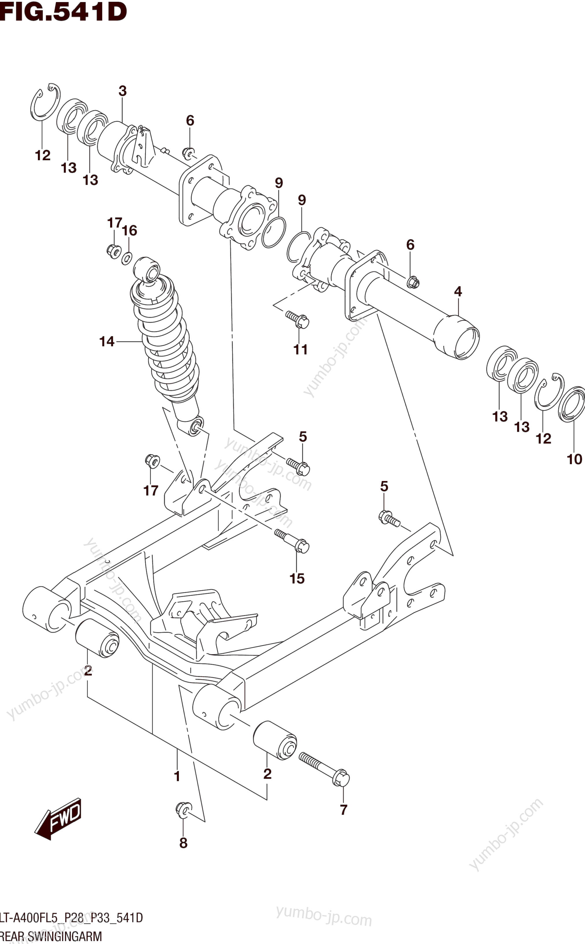 REAR SWINGINGARM (LT-A400FZL5 P33) для квадроциклов SUZUKI LT-A400FZ 2015 г.