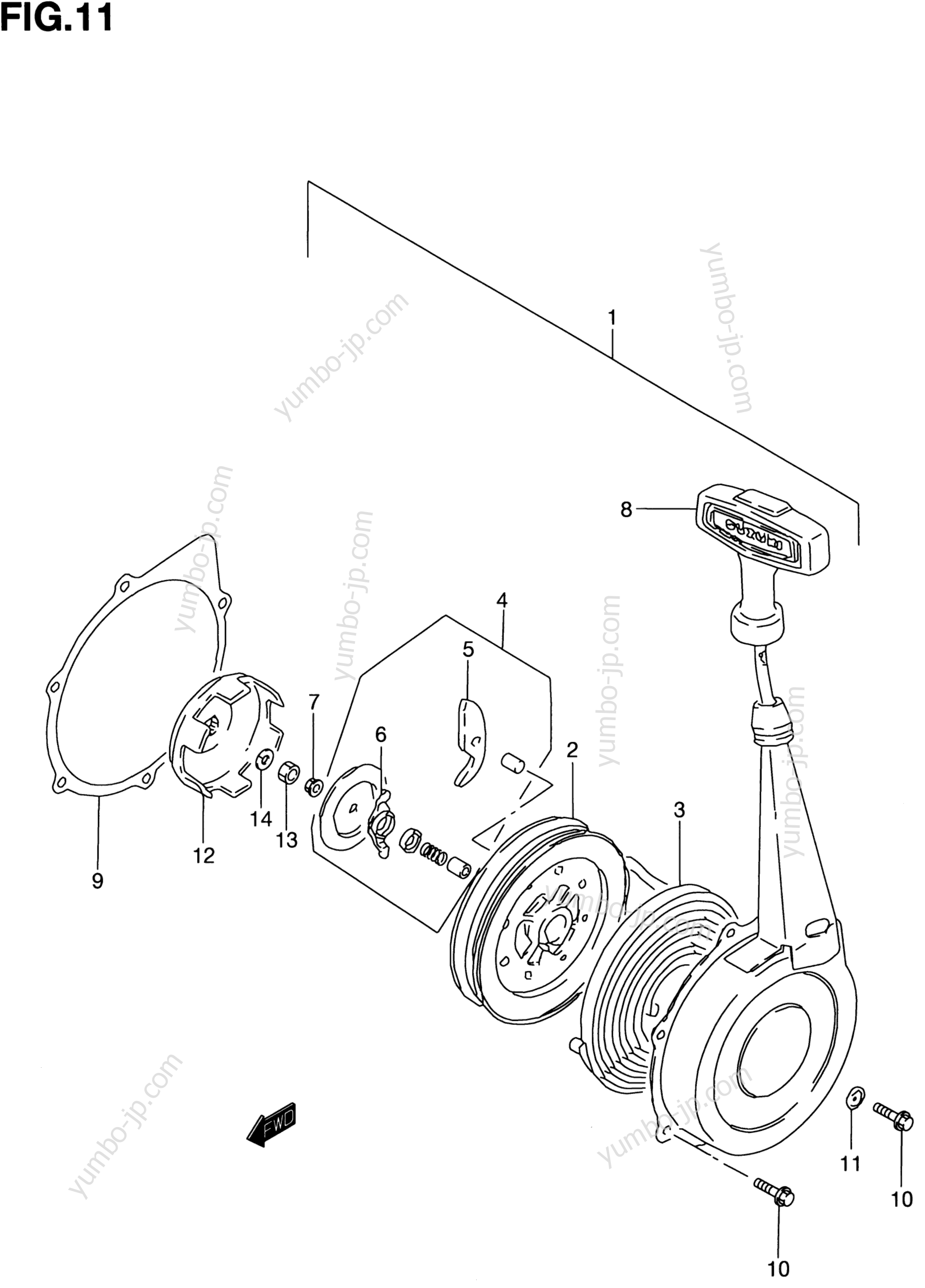 RECOIL STARTER for ATVs SUZUKI QuadRunner 2WD (LT-F250) 2001 year