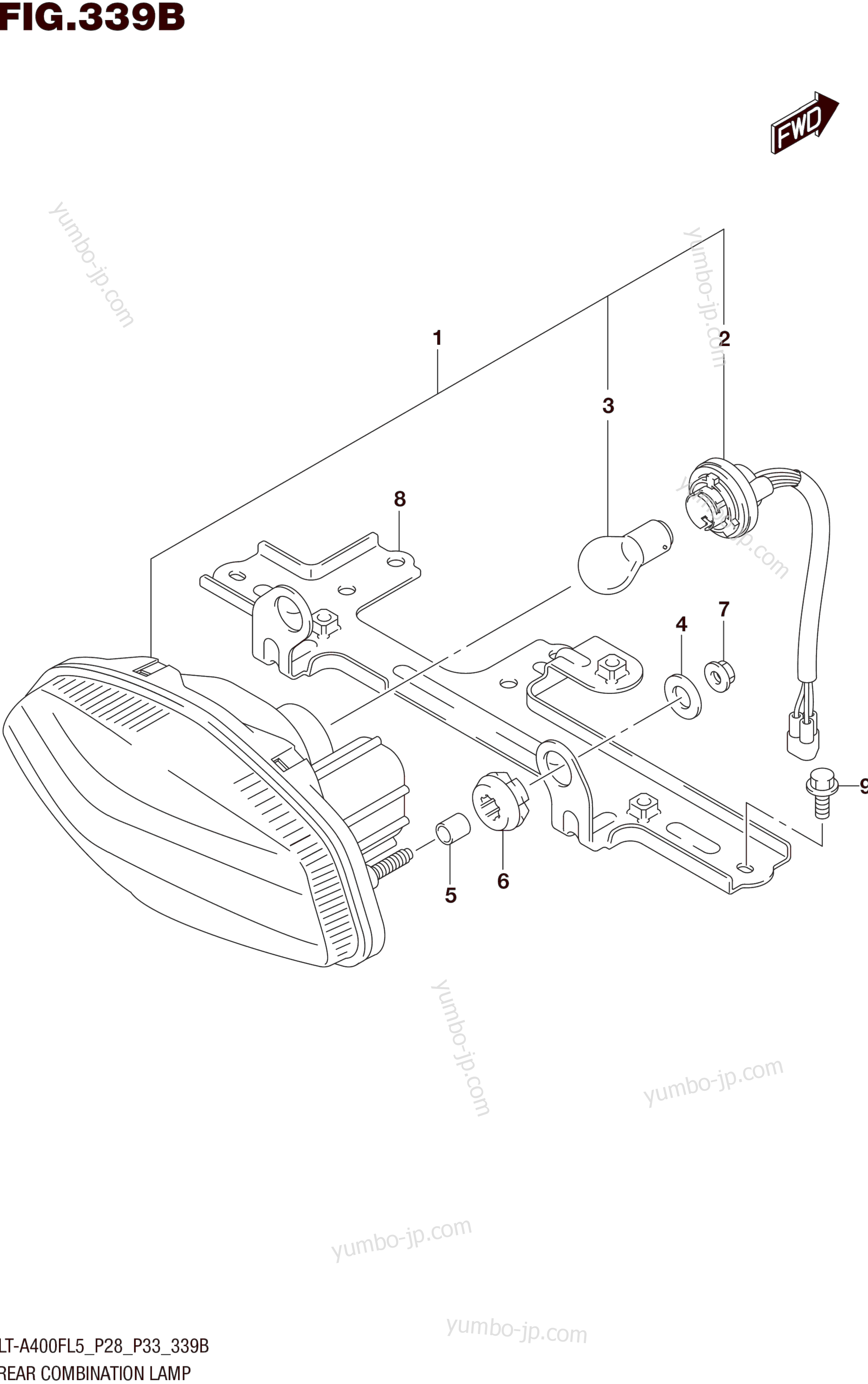 REAR COMBINATION LAMP (LT-A400FL5 P33) для квадроциклов SUZUKI LT-A400F 2015 г.