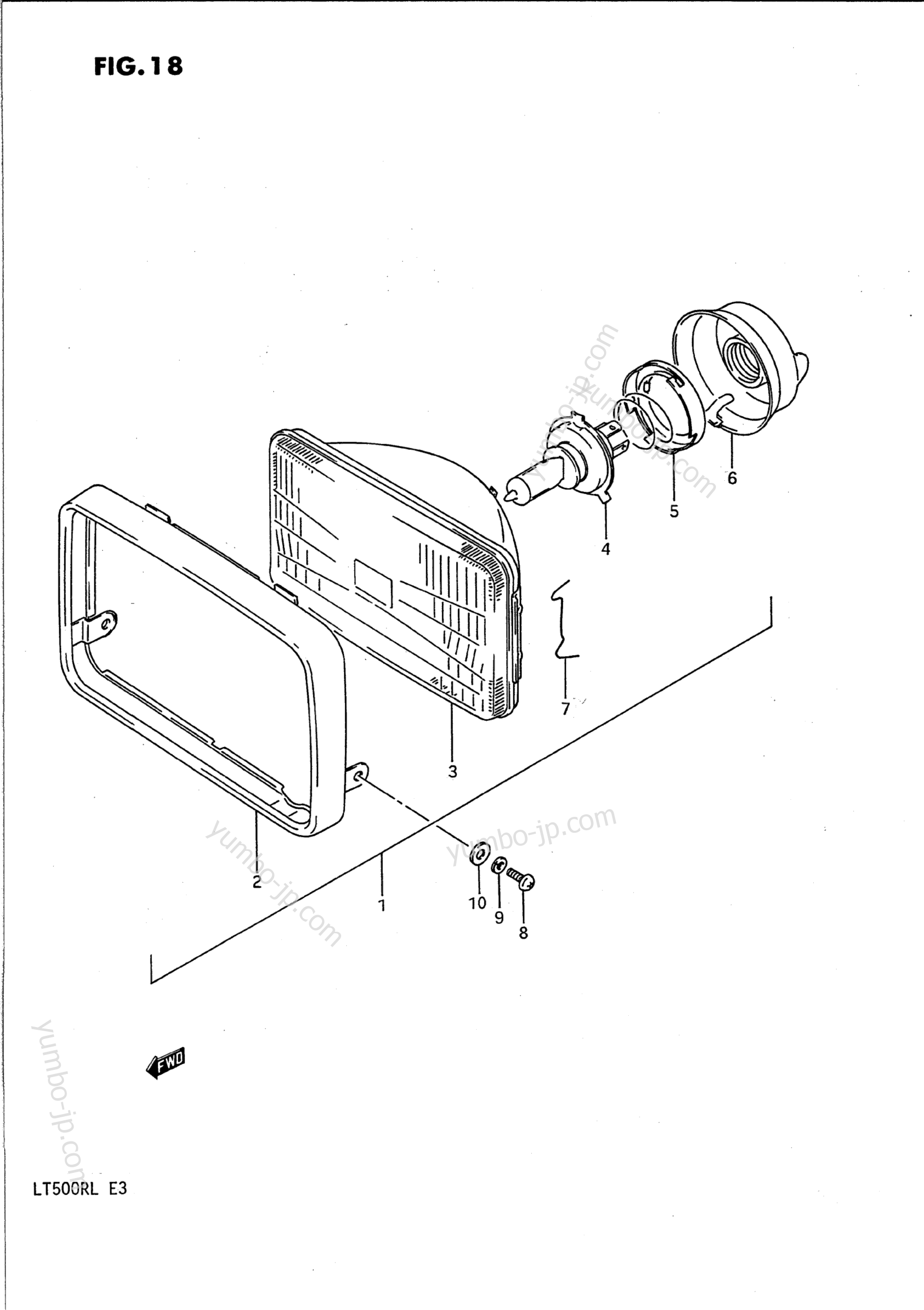 HEADLAMP для квадроциклов SUZUKI QuadRacer (LT500R) 1989 г.